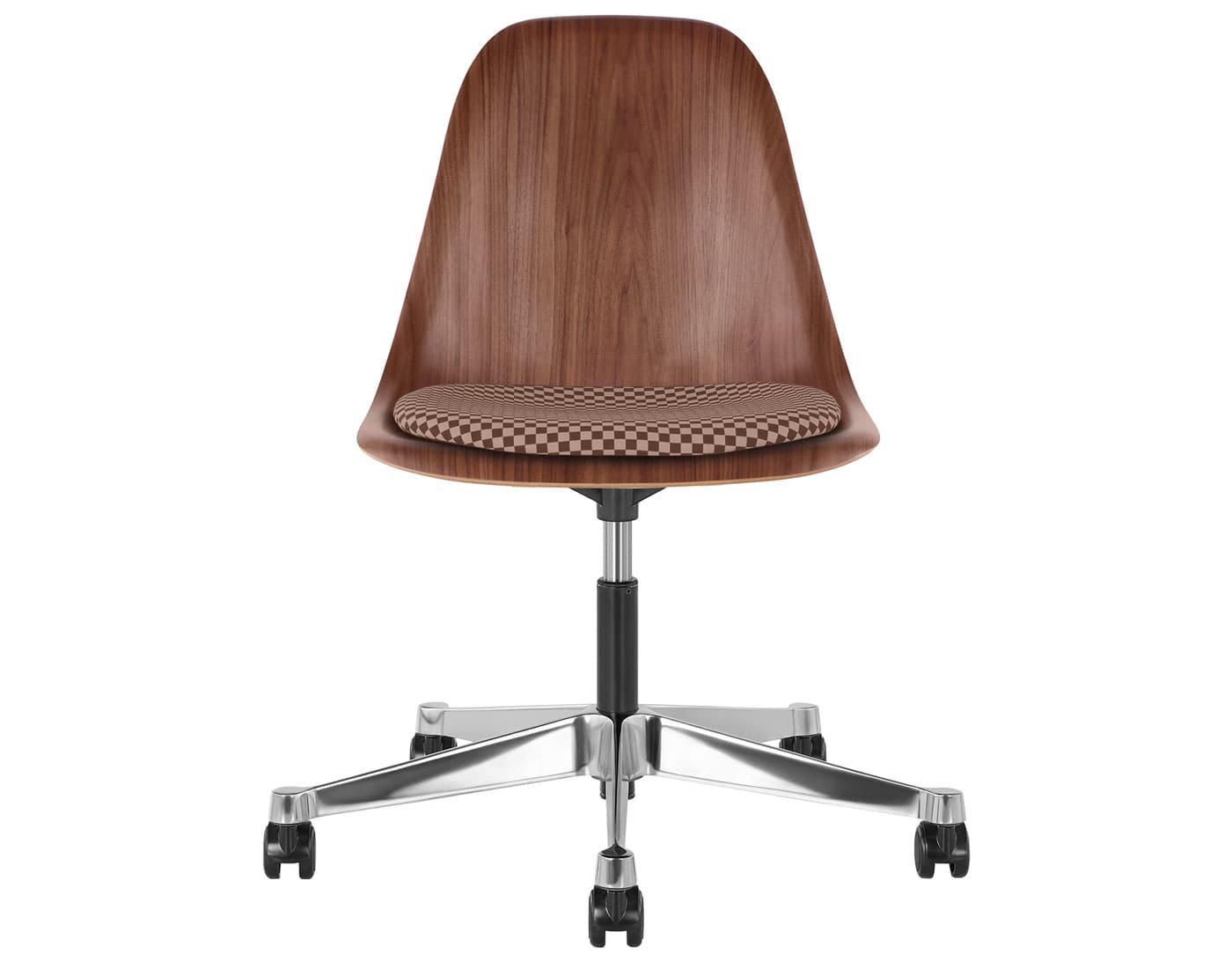 black - 2" soft double wheel casters - hard floor/carpet (BSC) / walnut (OU) / checker - siena dark/khaki (V1206)