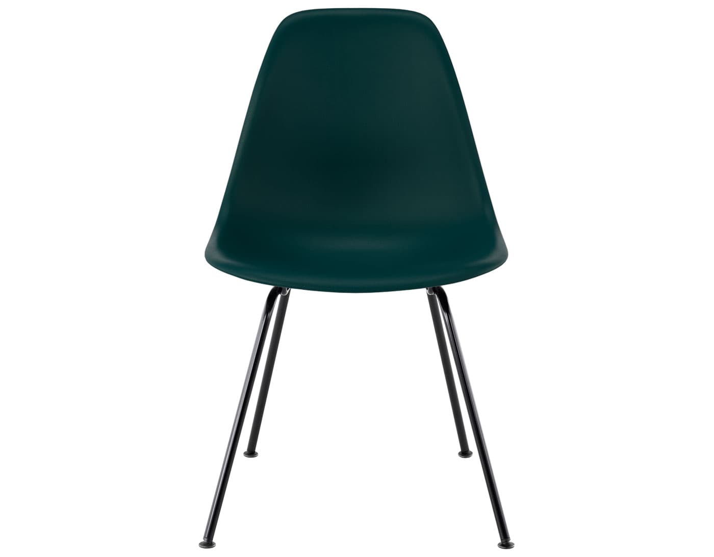 eames molded plastic side chair with 4 leg base / standard glides / 100% recycled plastic - evergreen / black