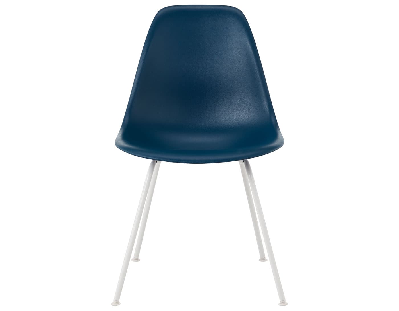 eames molded plastic side chair with 4 leg base / standard glides / 100% recycled plastic - blue green / white