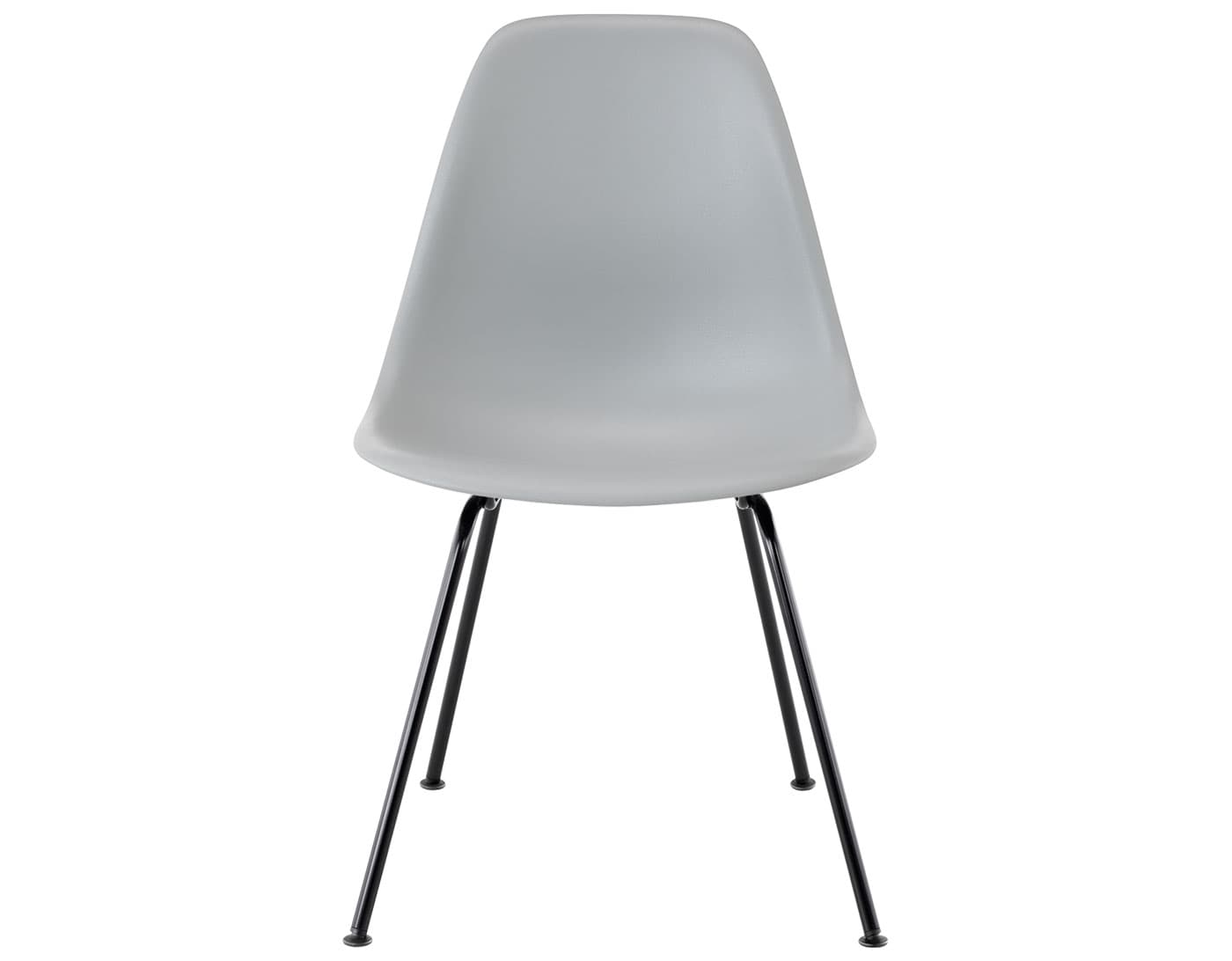 eames molded plastic side chair with 4 leg base / standard glides with felt bottom / 100% recycled plastic - light grey / black