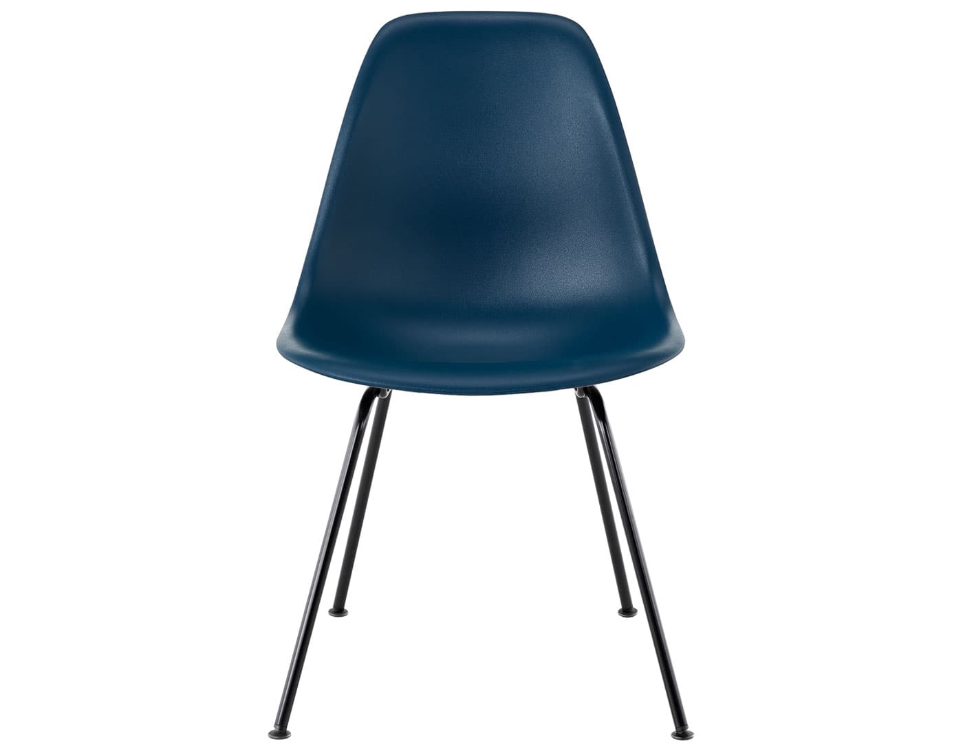 eames molded plastic side chair with 4 leg base / standard glides / 100% recycled plastic - blue green / black
