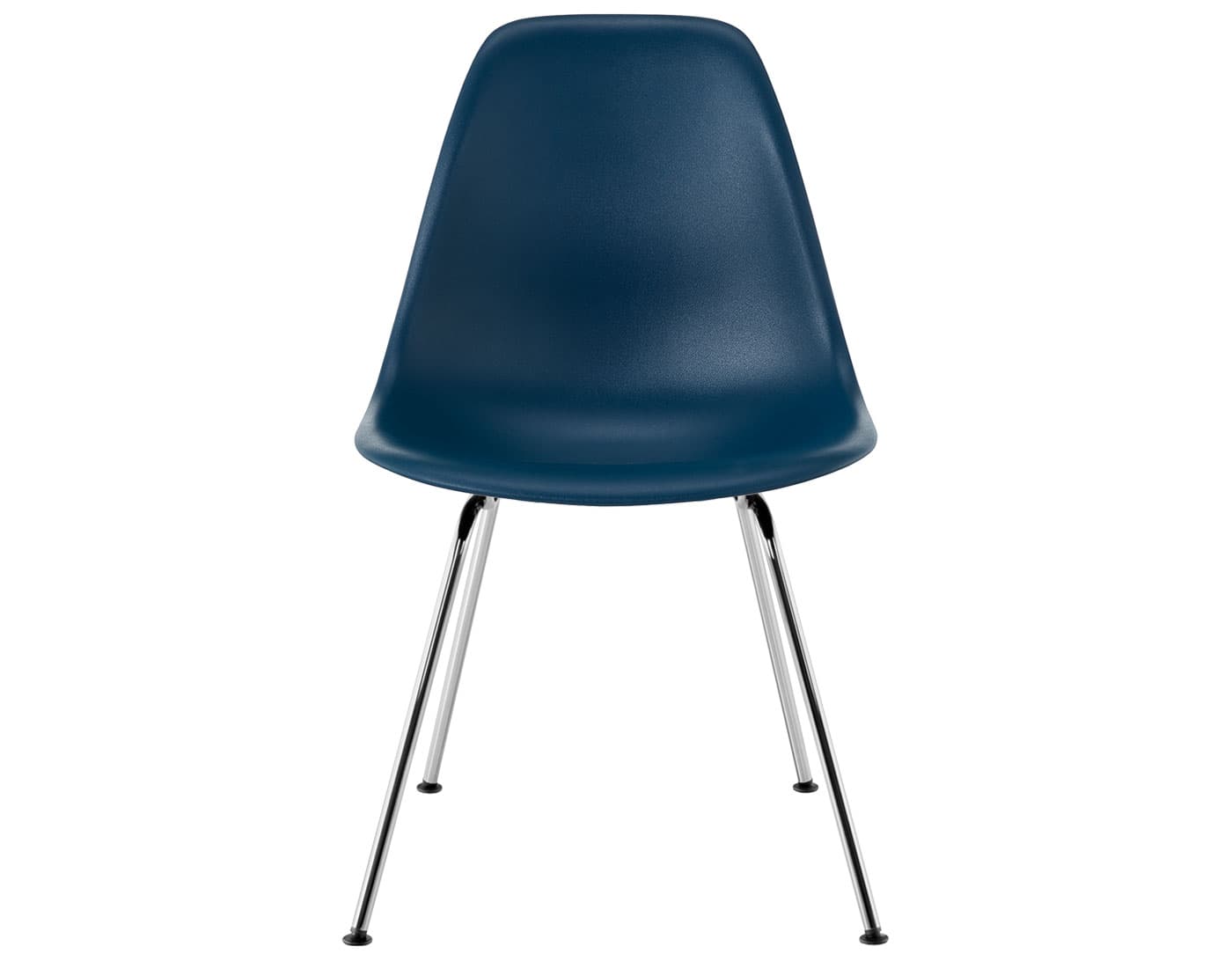 eames molded plastic side chair with 4 leg base / standard glides / 100% recycled plastic - blue green / trivalent chrome