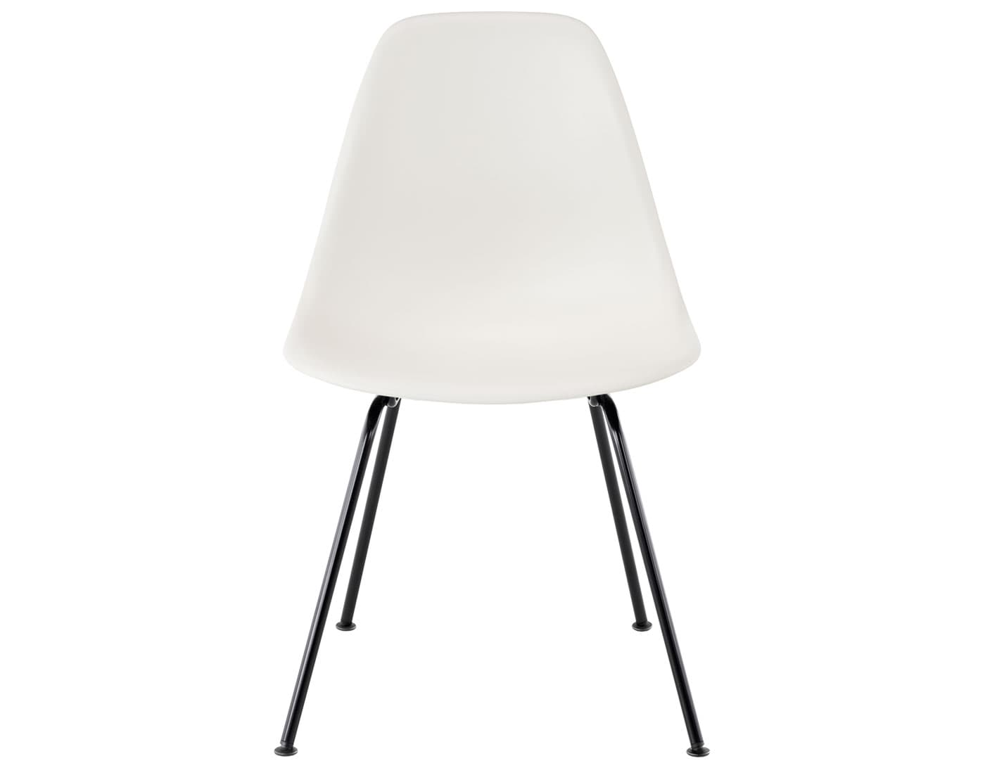 eames molded plastic side chair with 4 leg base / standard glides with felt bottom / 100% recycled plastic - white / black
