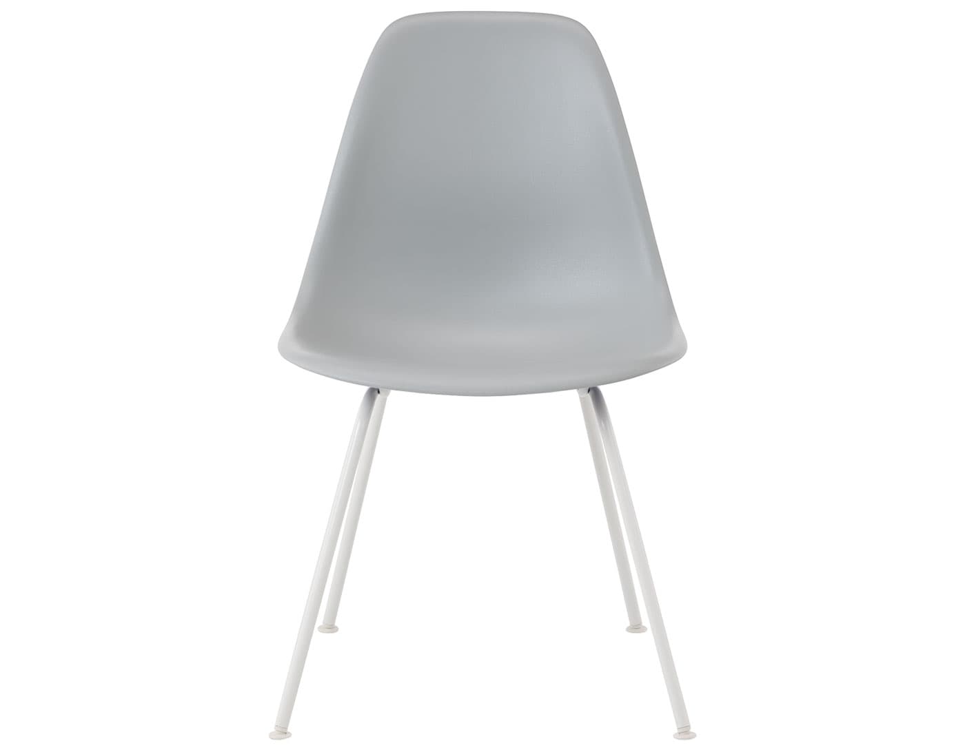 eames molded plastic side chair with 4 leg base / standard glides with felt bottom / 100% recycled plastic - light grey / white