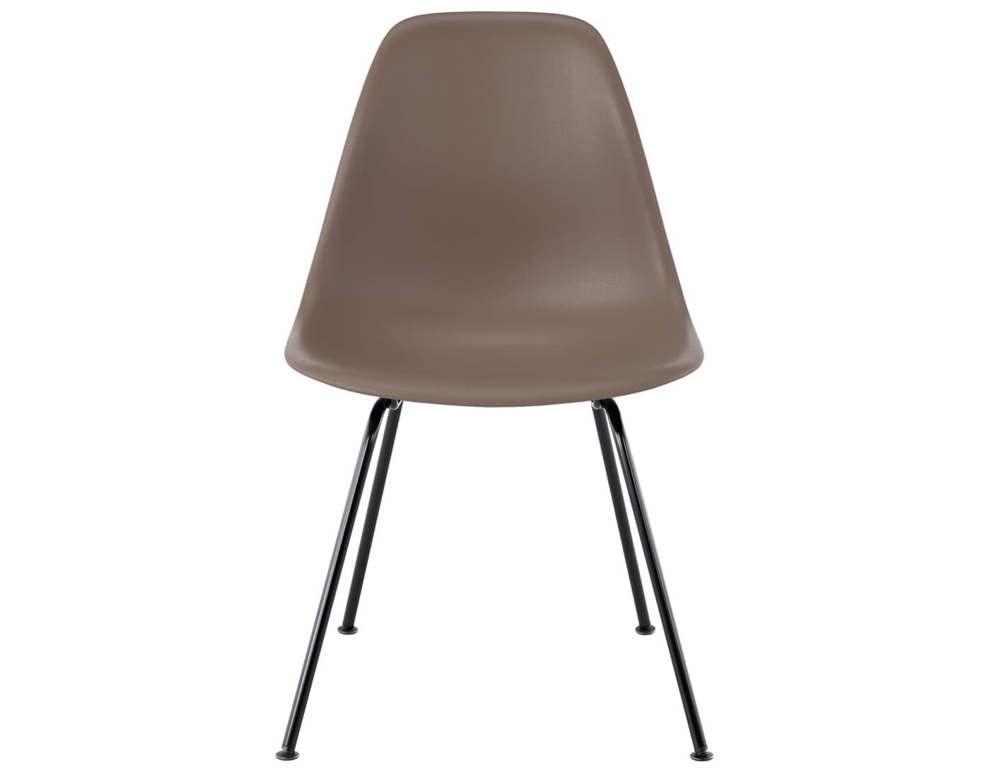 eames molded plastic side chair with 4 leg base / standard glides with felt bottom / 100% recycled plastic - cocoa / black