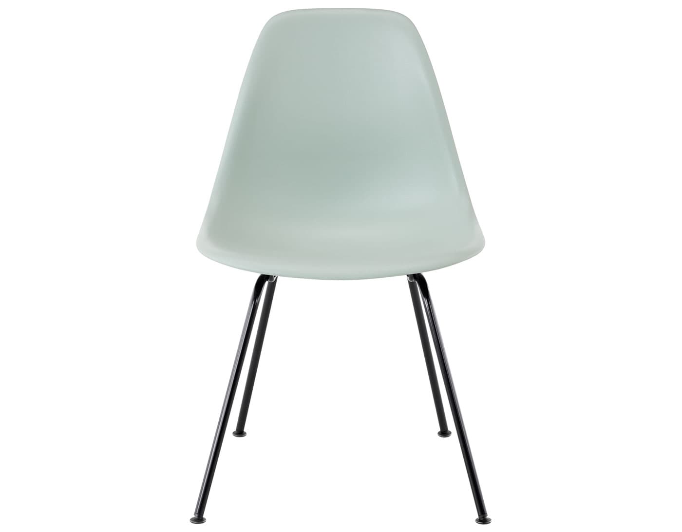 eames molded plastic side chair with 4 leg base / standard glides with felt bottom / 100% recycled plastic - grey green / black