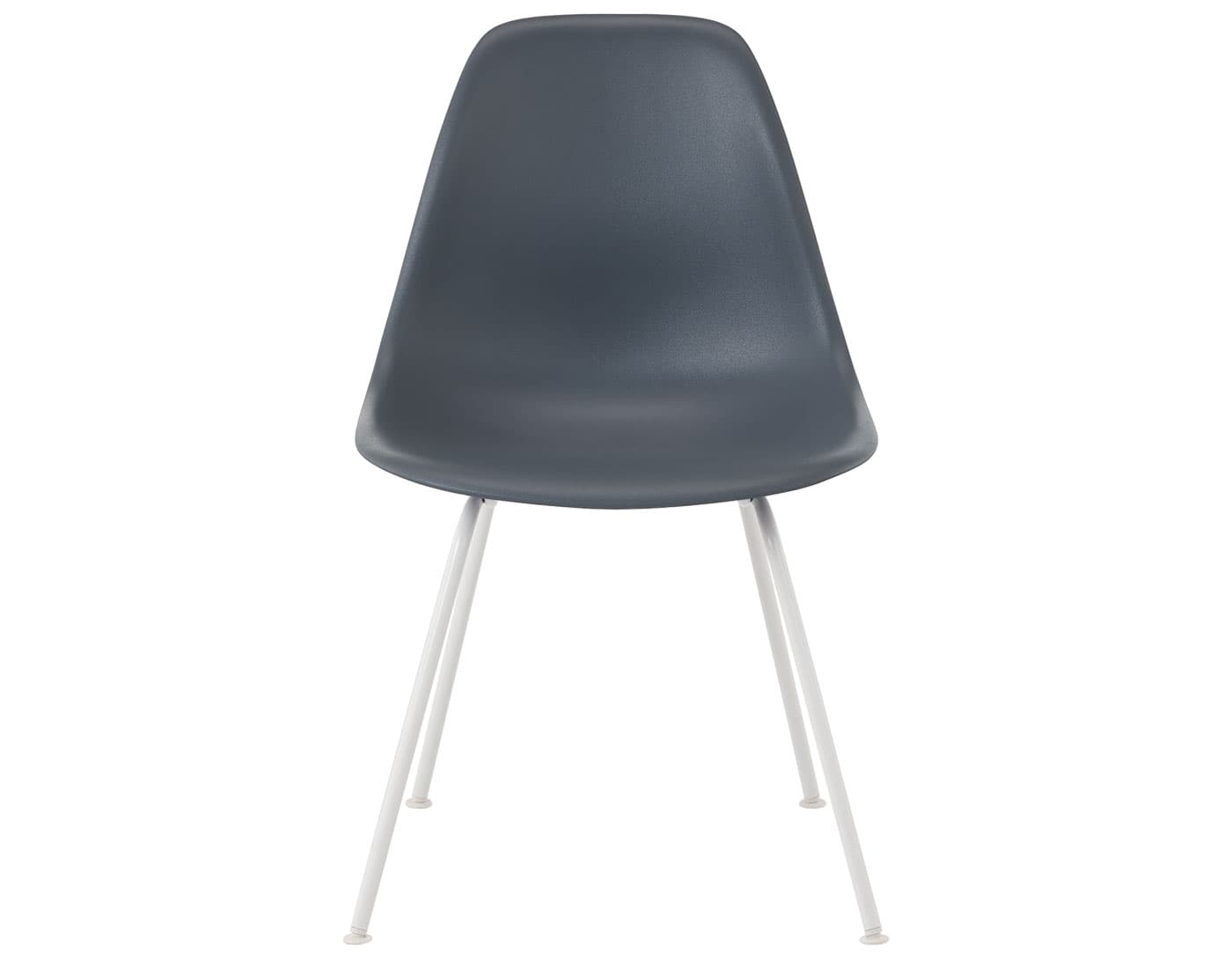 eames molded plastic side chair with 4 leg base / standard glides with felt bottom / 100% recycled plastic - medium grey / white