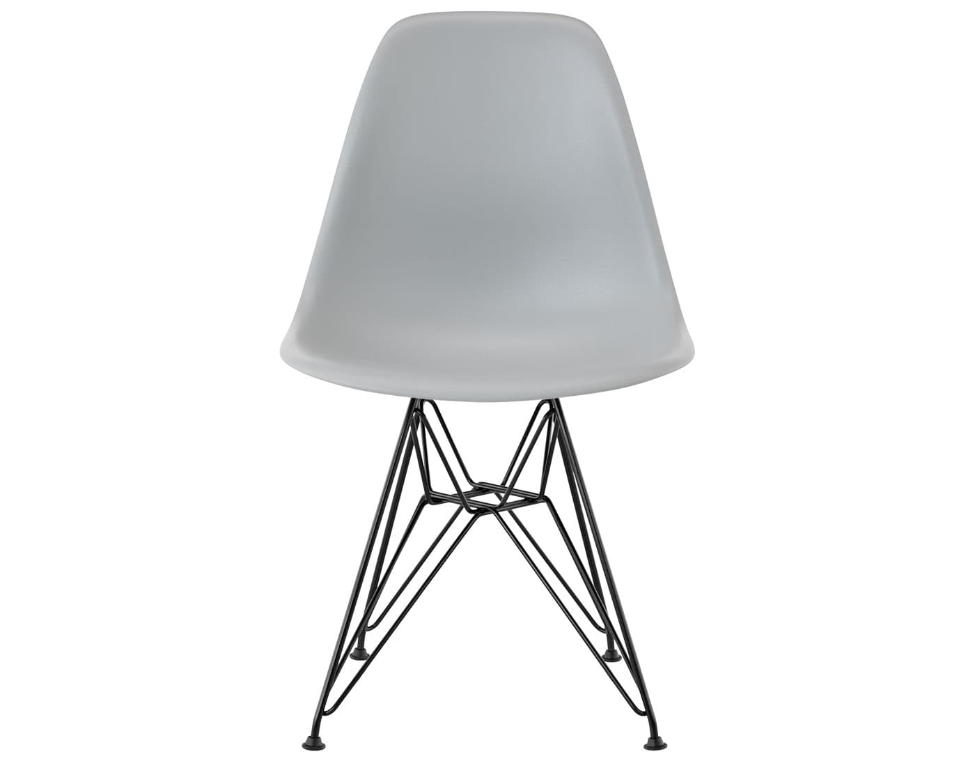 eames molded plastic side chair with wire base / standard glides / 100% recycled plastic - light grey / black