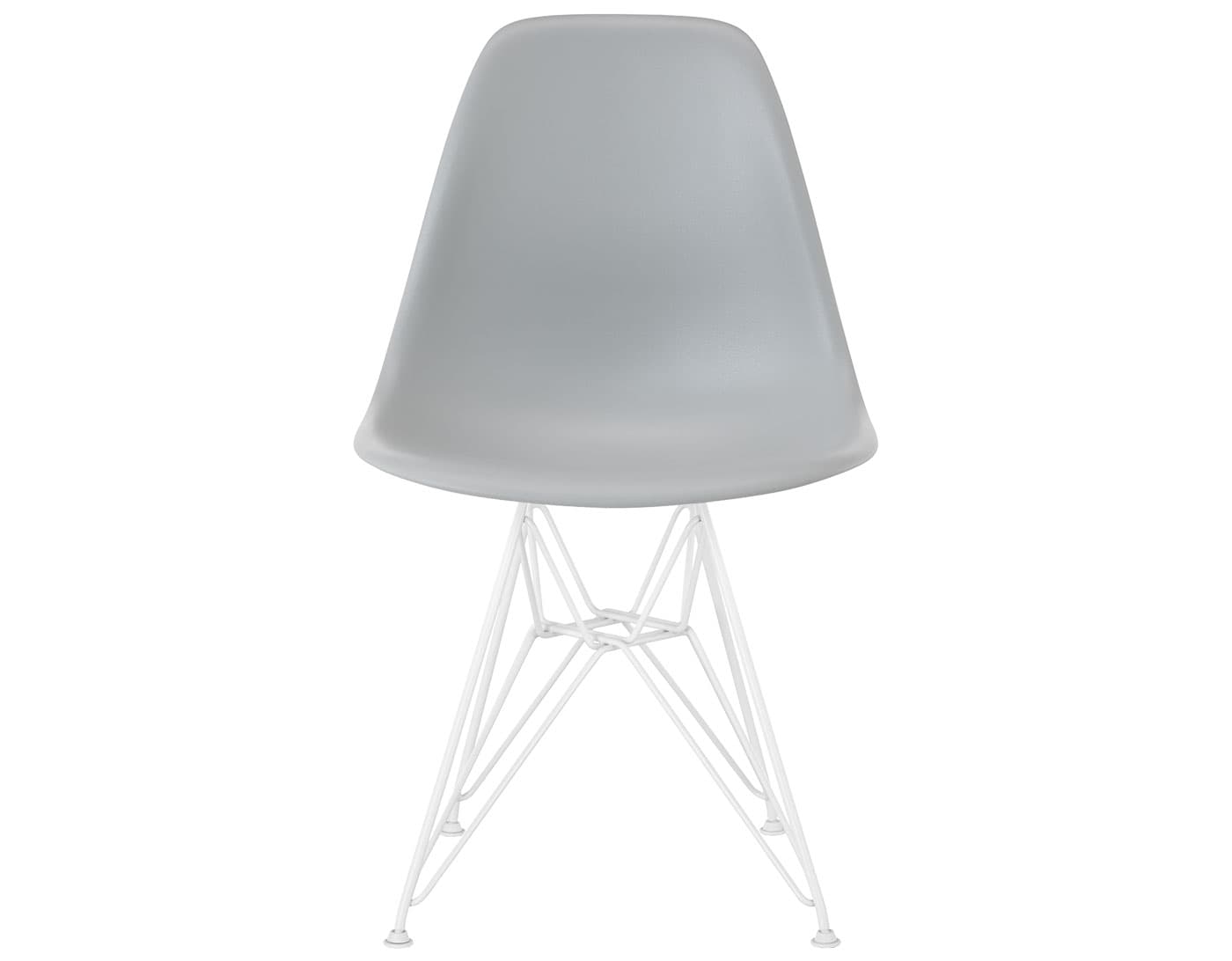 eames molded plastic side chair with wire base / standard glides / 100% recycled plastic - light grey / white