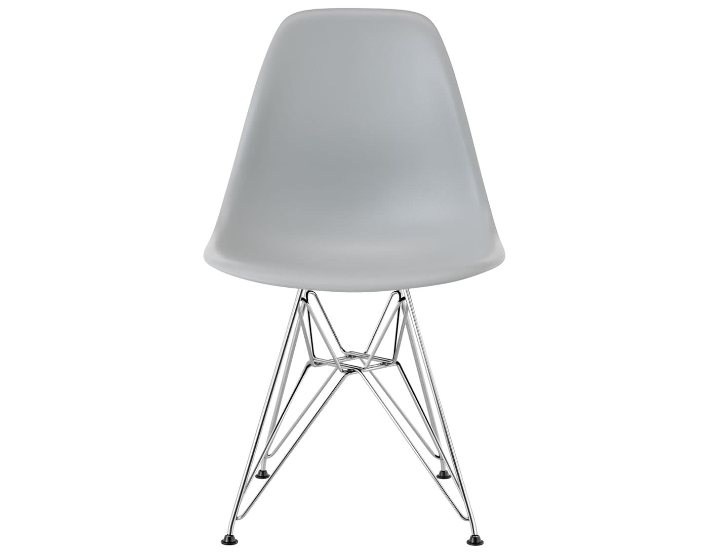 eames molded plastic side chair with wire base / standard glides / 100% recycled plastic - light grey / trivalent chrome