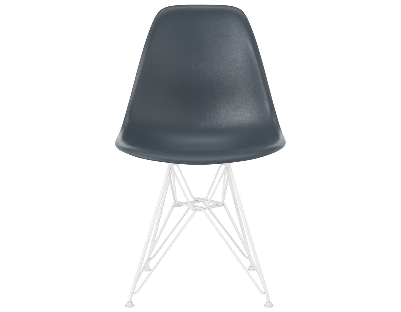 eames molded plastic side chair with wire base / standard glides / 100% recycled plastic - medium grey / white