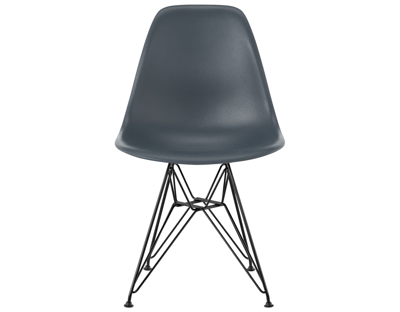 eames molded plastic side chair with wire base / standard glides / 100% recycled plastic - medium grey / black
