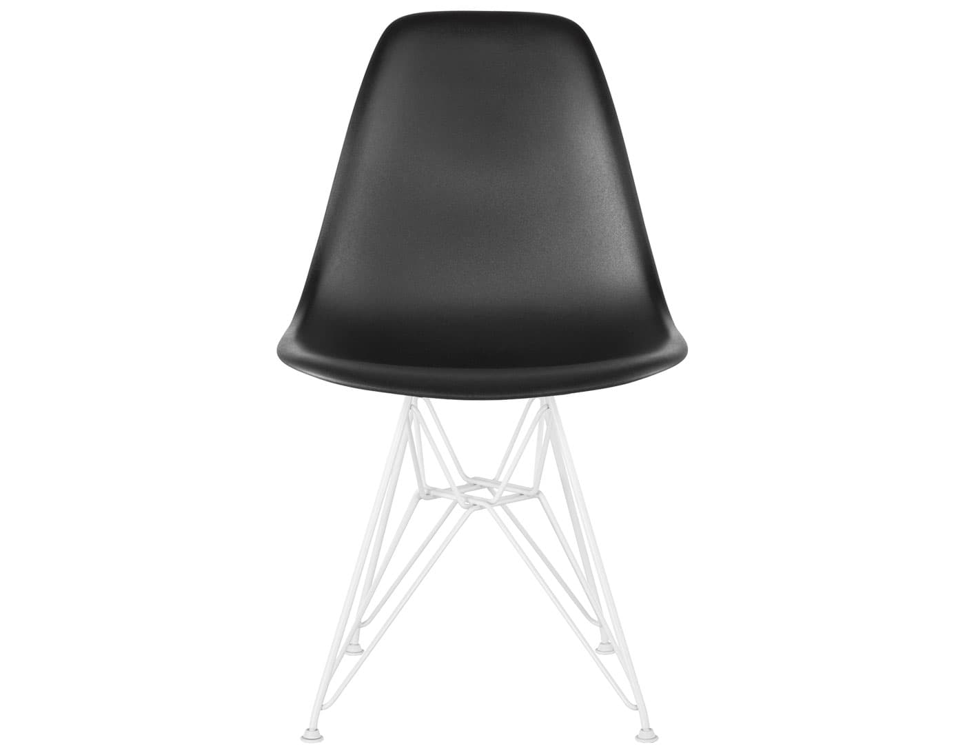 eames molded plastic side chair with wire base / standard glides / 100% recycled plastic - black / white