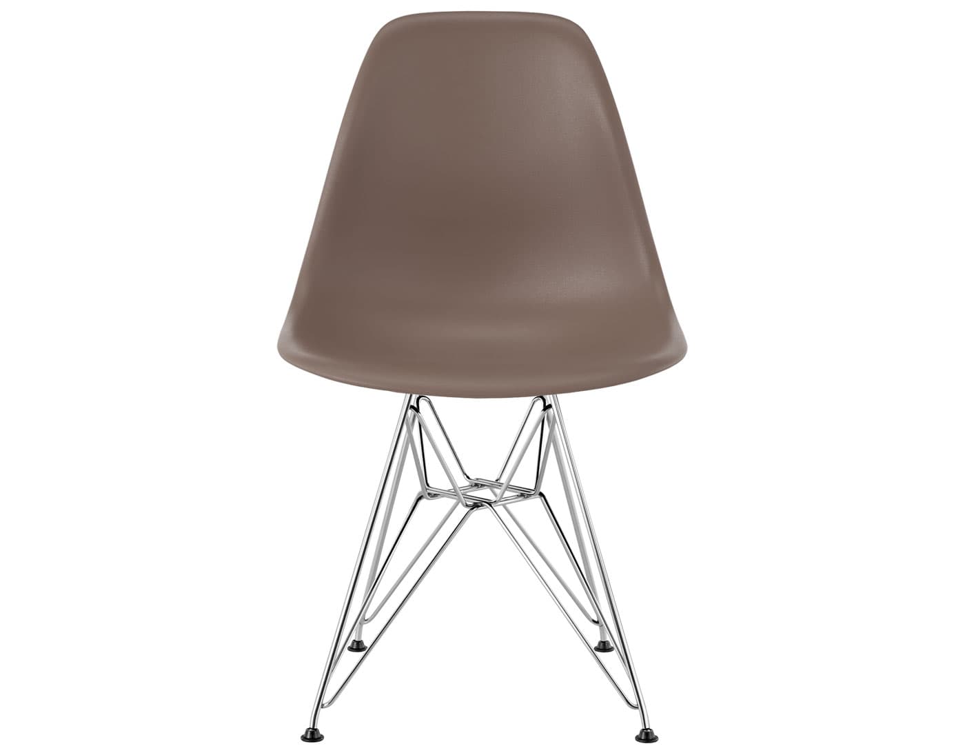 eames molded plastic side chair with wire base / standard glides / 100% recycled plastic - cocoa / trivalent chrome