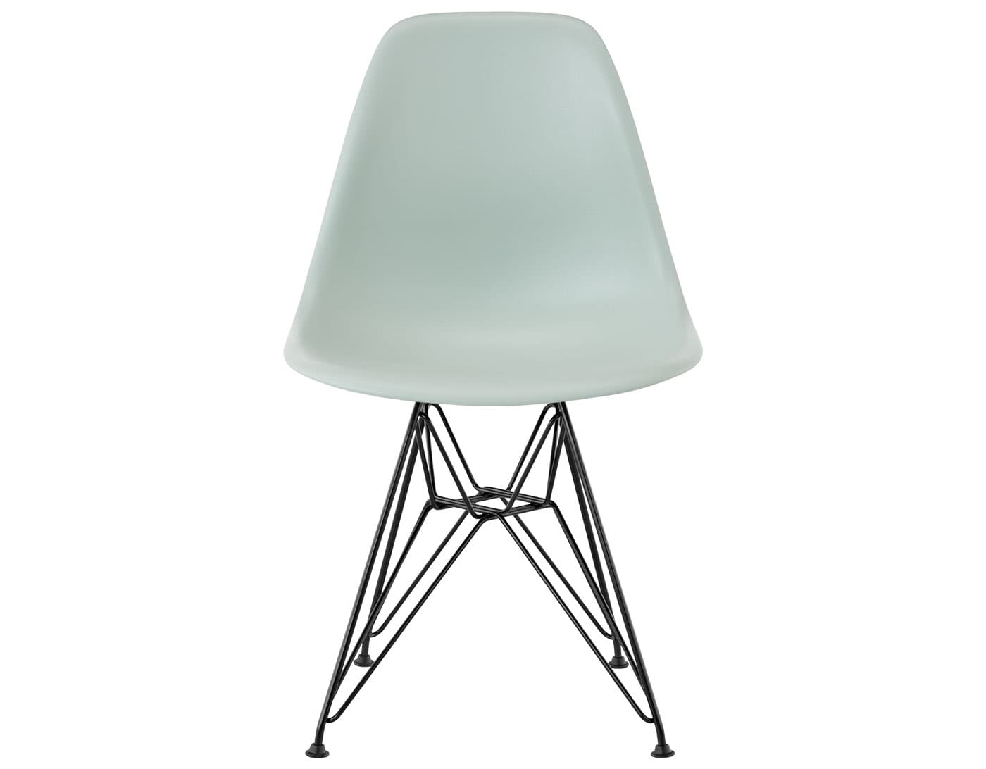 eames molded plastic side chair with wire base / standard glides / 100% recycled plastic - grey green / black