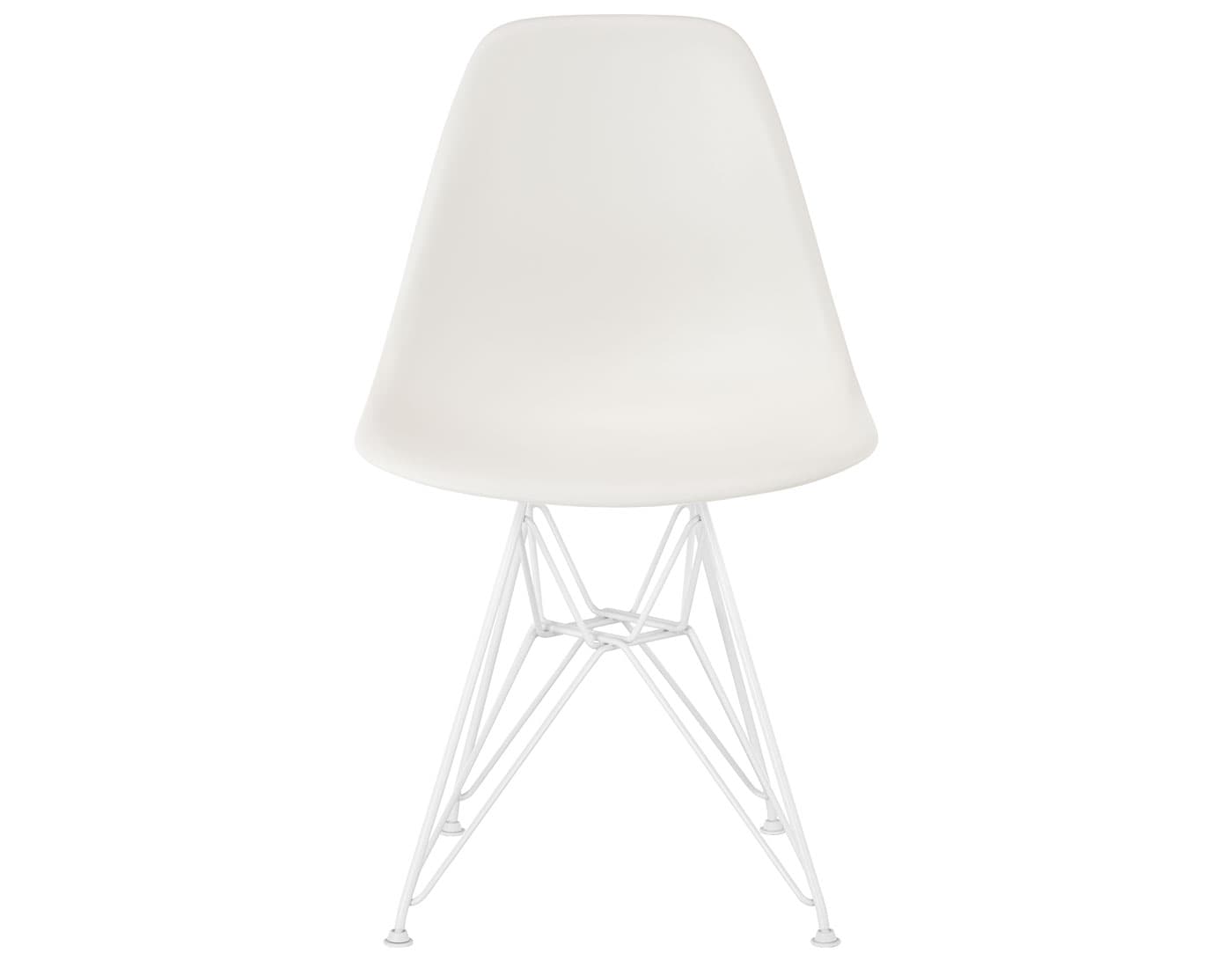 eames molded plastic side chair with wire base / standard glides with felt bottom / 100% recycled plastic - white / white