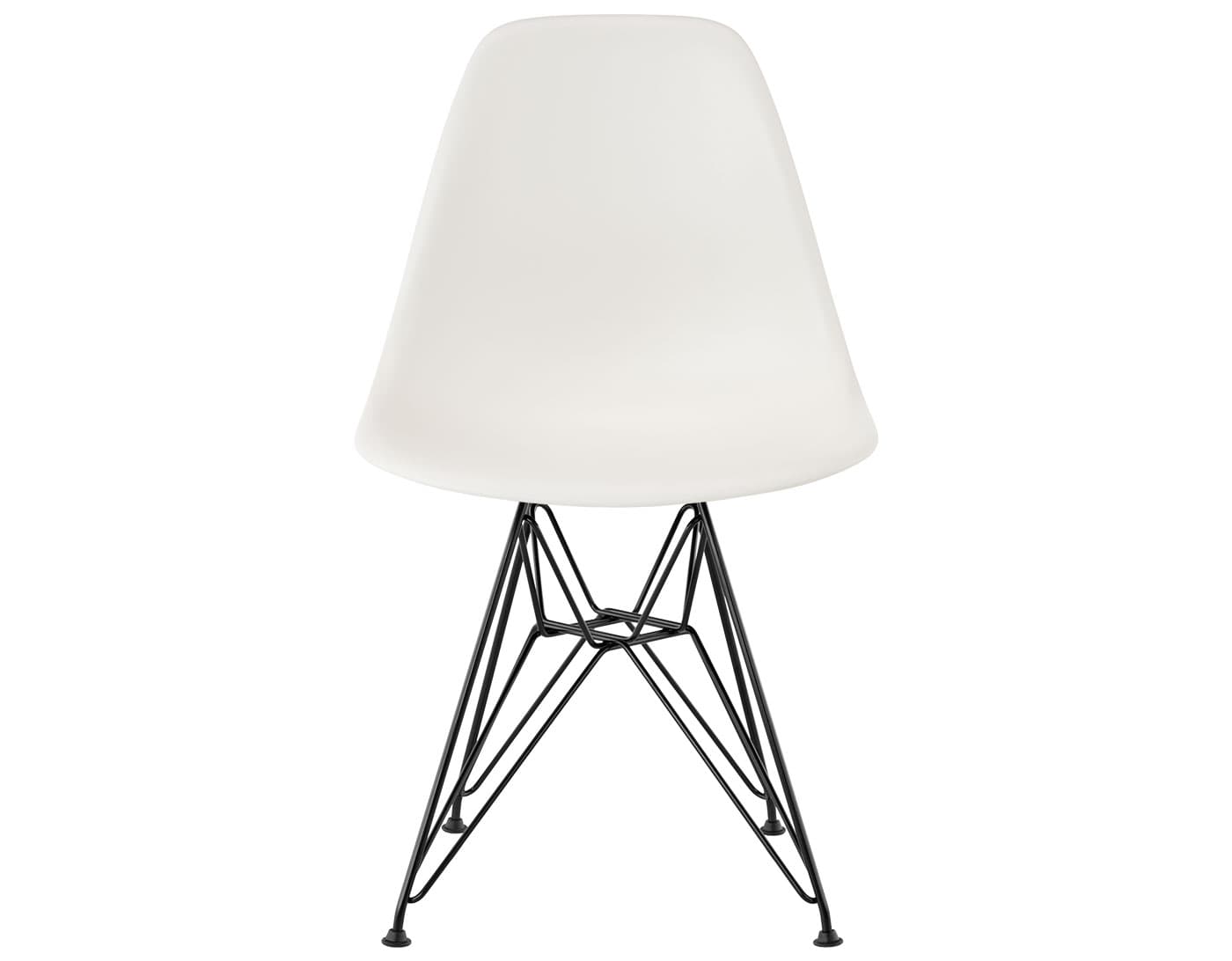 eames molded plastic side chair with wire base / standard glides with felt bottom / 100% recycled plastic - white / black