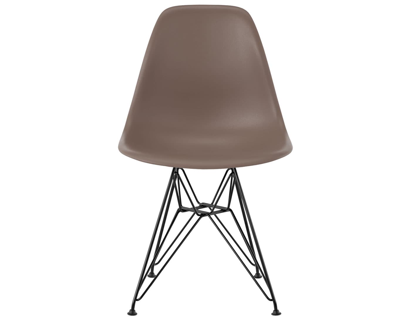 eames molded plastic side chair with wire base / standard glides / 100% recycled plastic - cocoa / black