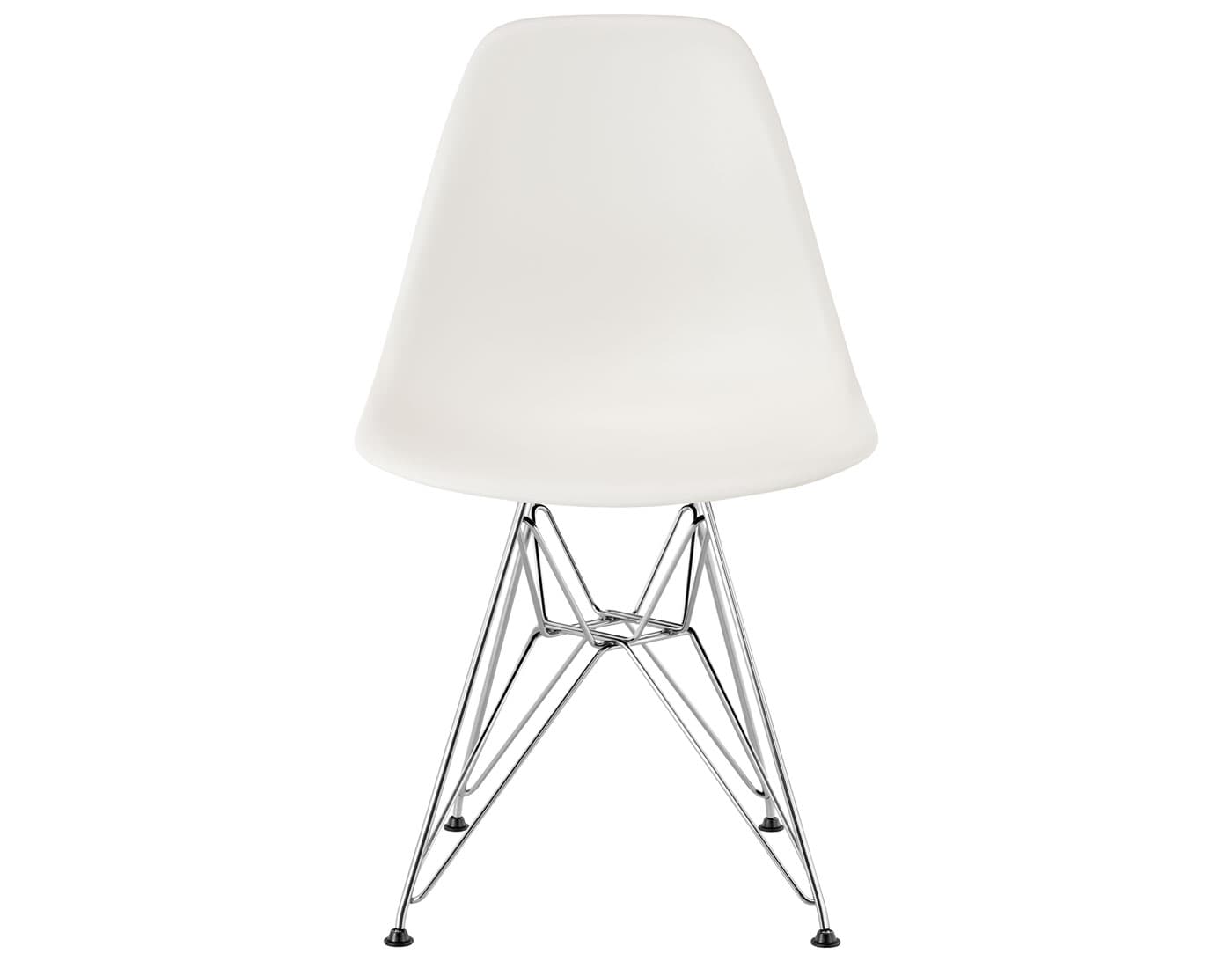 eames molded plastic side chair with wire base / standard glides with felt bottom / 100% recycled plastic - white / trivalent chrome