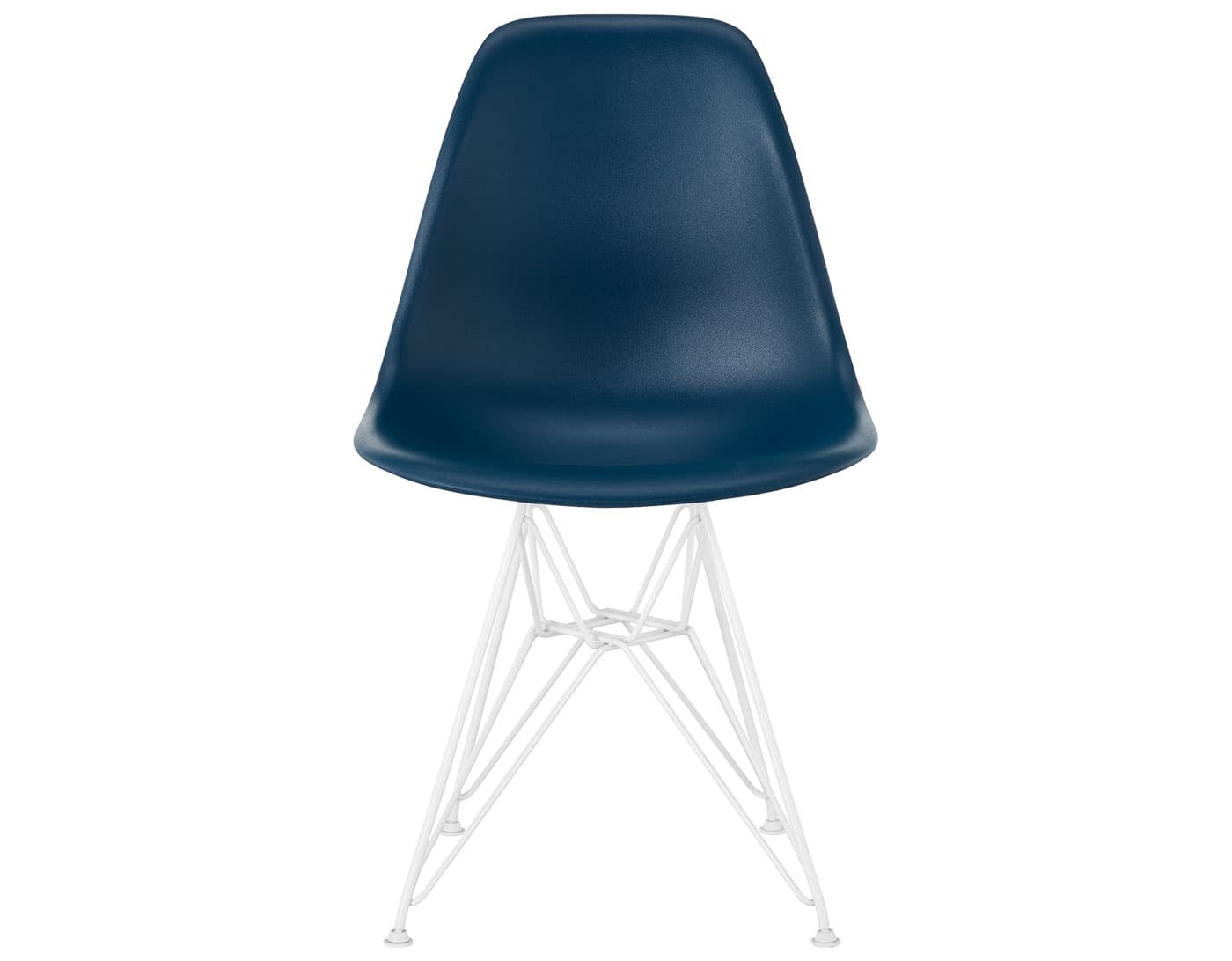 eames molded plastic side chair with wire base / standard glides with felt bottom / 100% recycled plastic - blue green / white