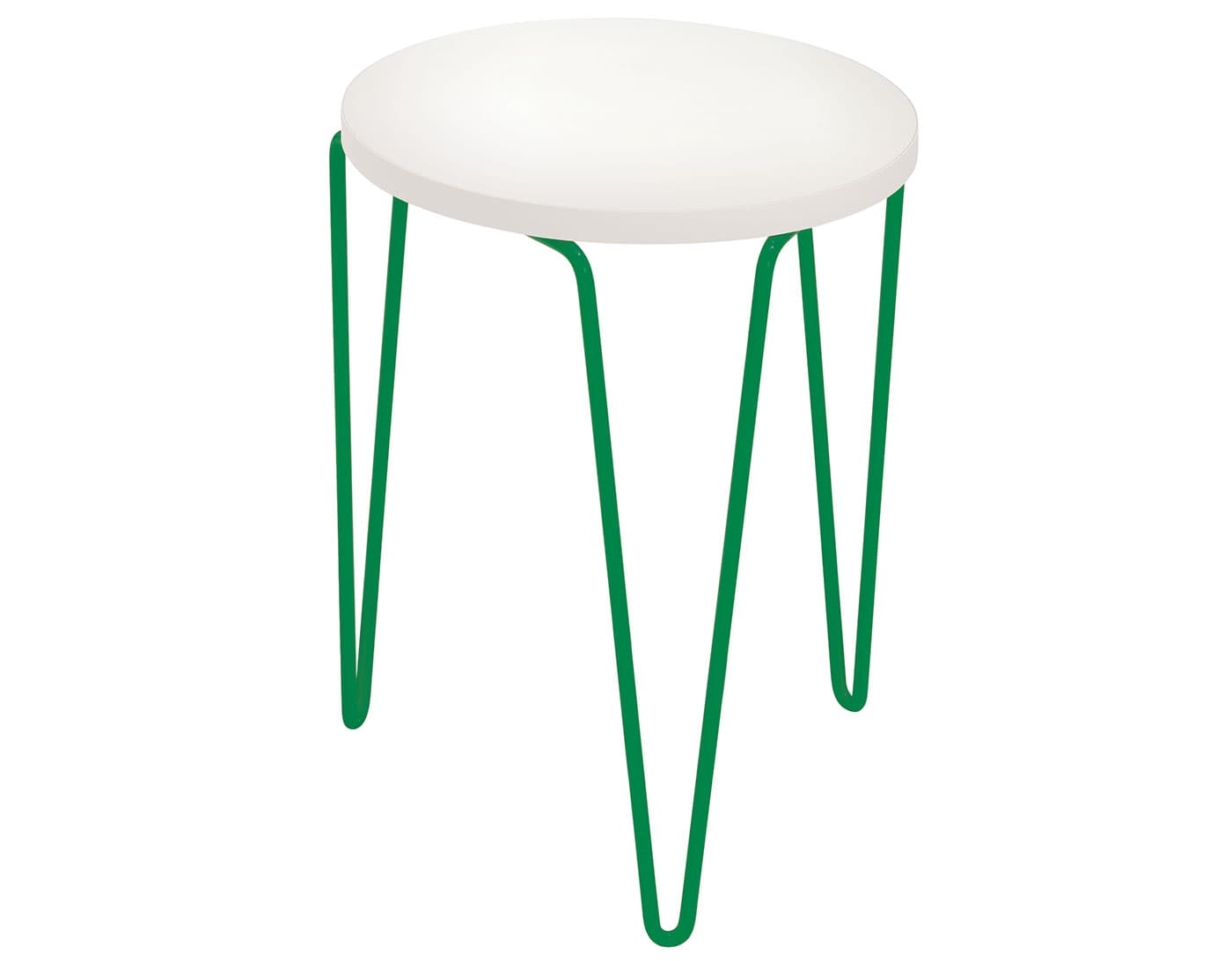 florence knoll hairpin stacking table / white laminate / green
