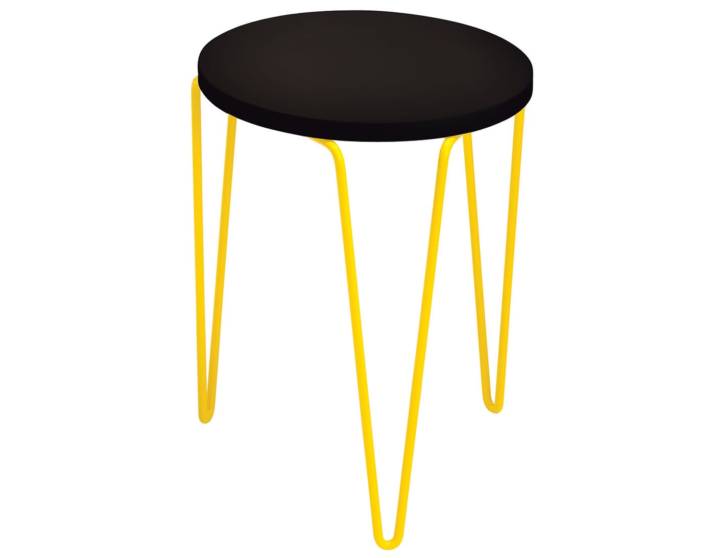 florence knoll hairpin stacking table / black laminate / yellow
