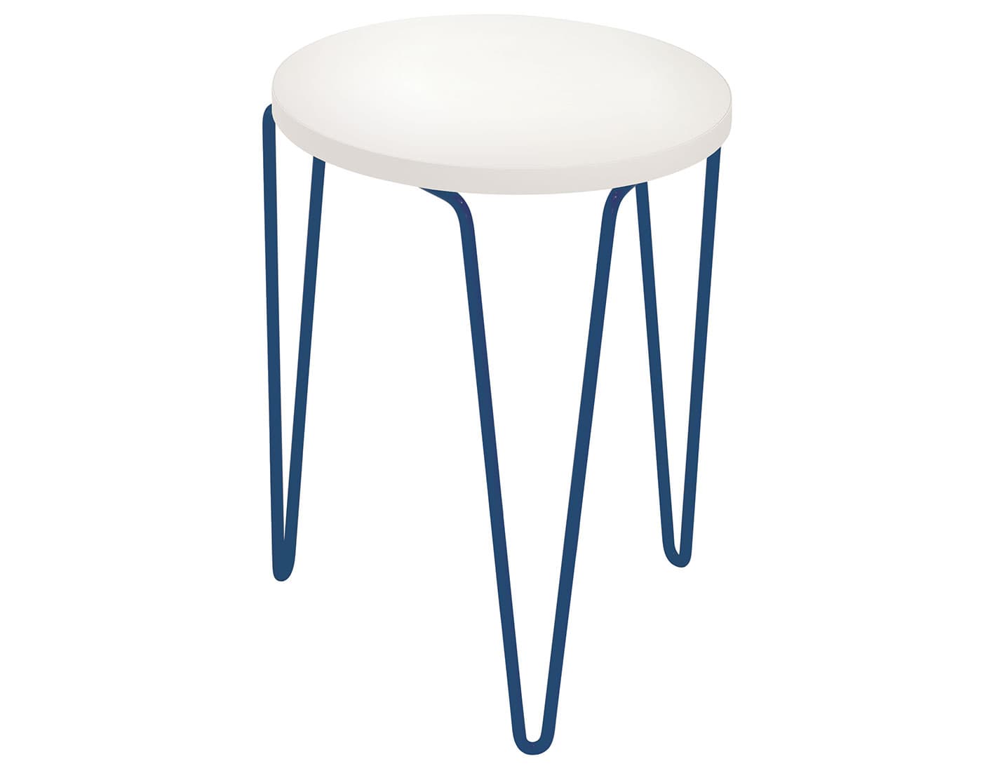 florence knoll hairpin stacking table / white laminate / blue