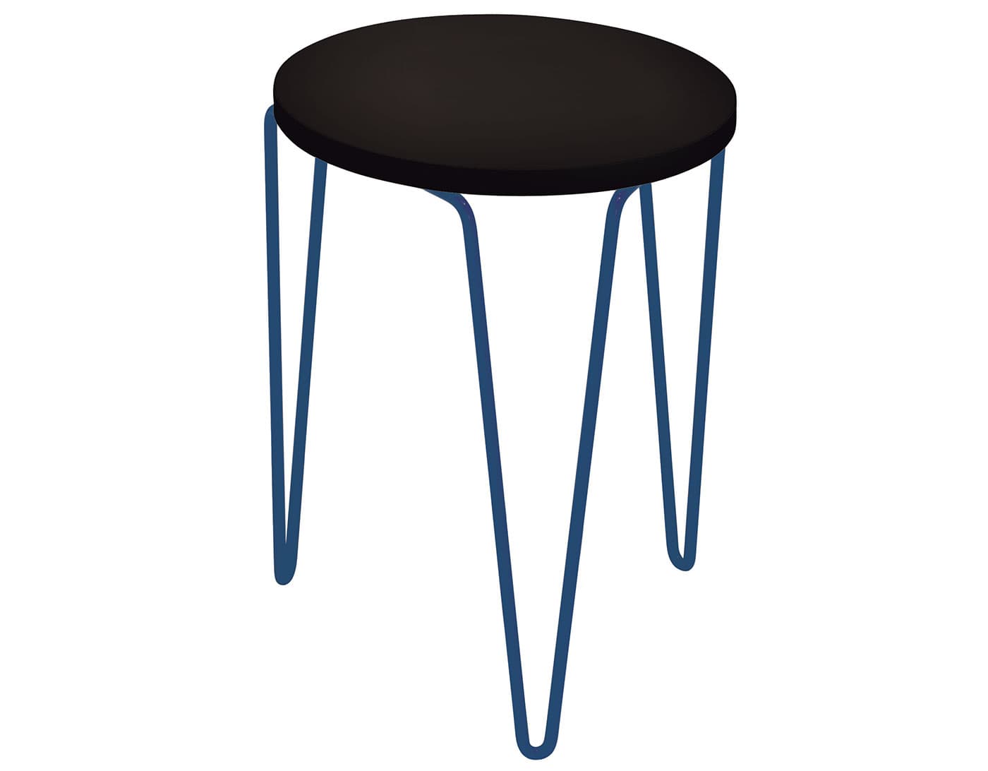 florence knoll hairpin stacking table / black laminate / blue