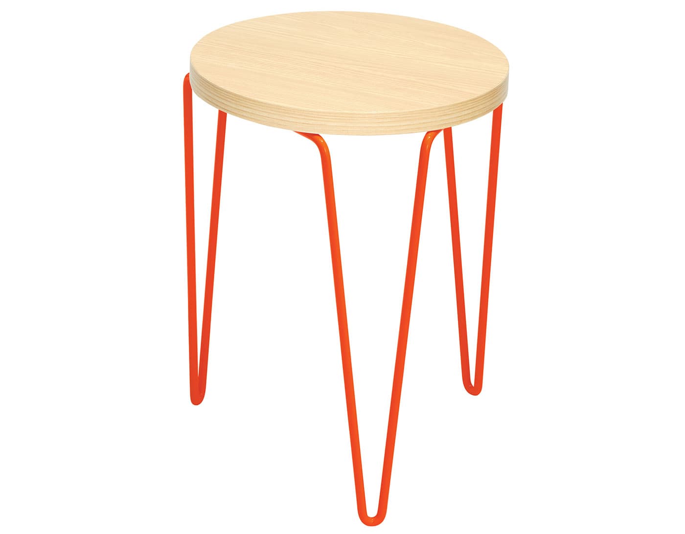 florence knoll hairpin stacking table / light ash / orange red