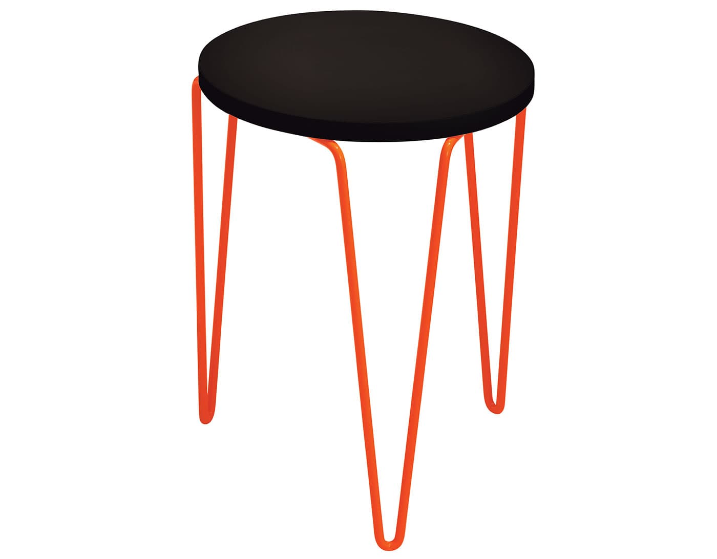 florence knoll hairpin stacking table / black laminate / orange red