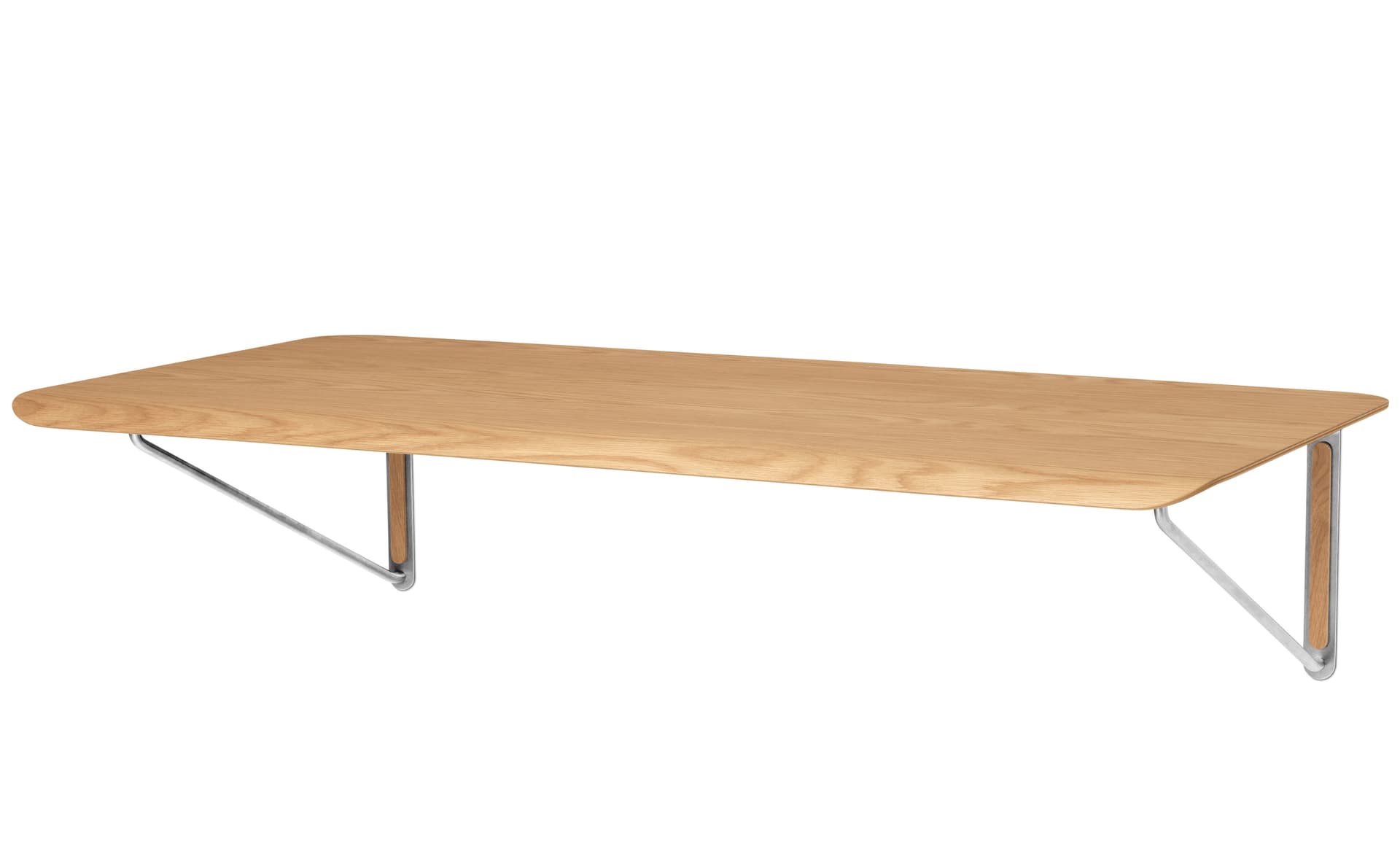 Wall Desk / oiled oak top / oiled oak & stainless steel supports / no added drawer