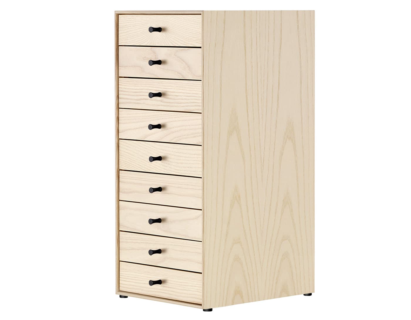 nelson miniature chest 9 drawer / white ash case & white ash drawers / no base / black