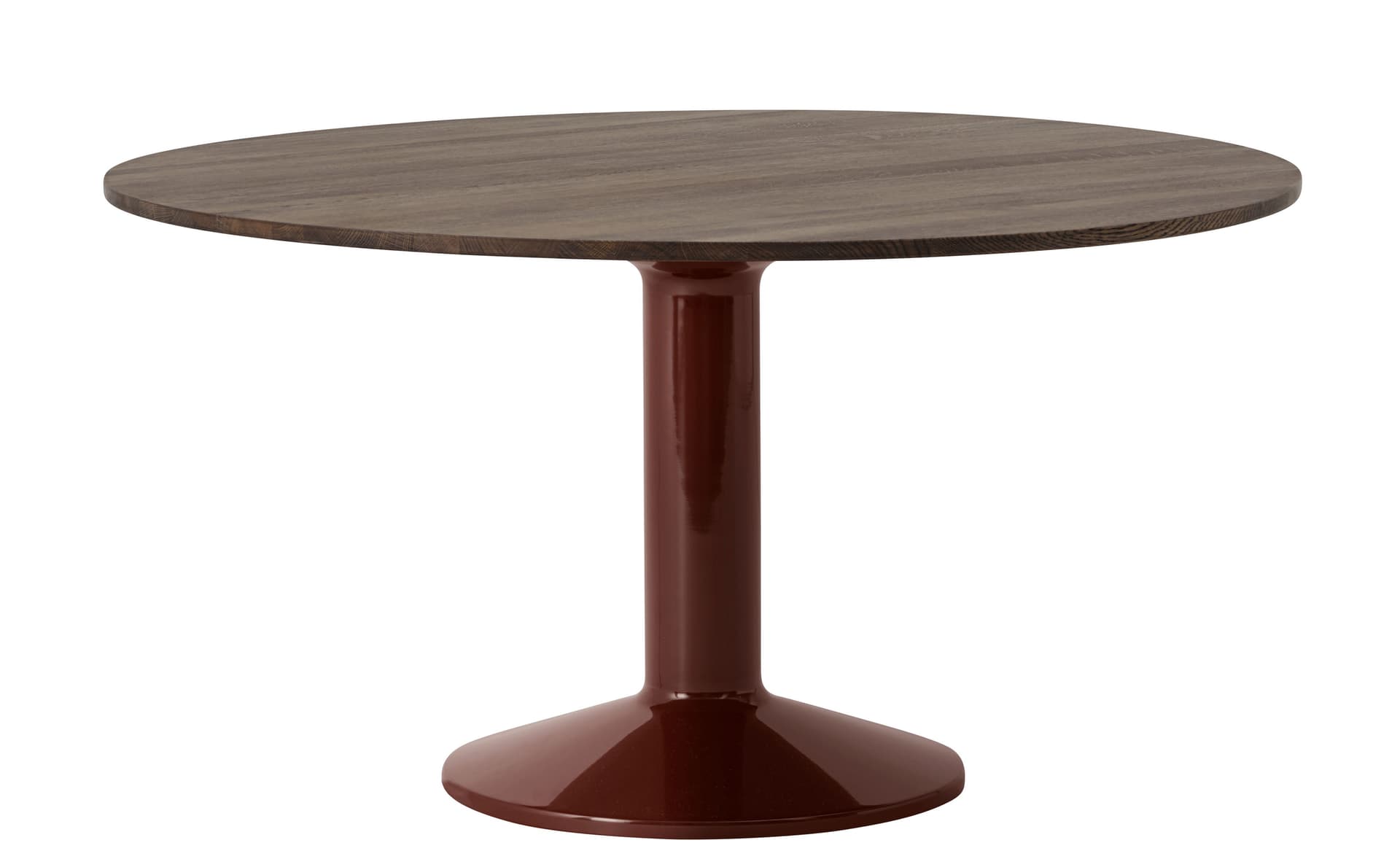 Midst Dining Table / 55.1" diameter - dark oiled oak top / dark red base