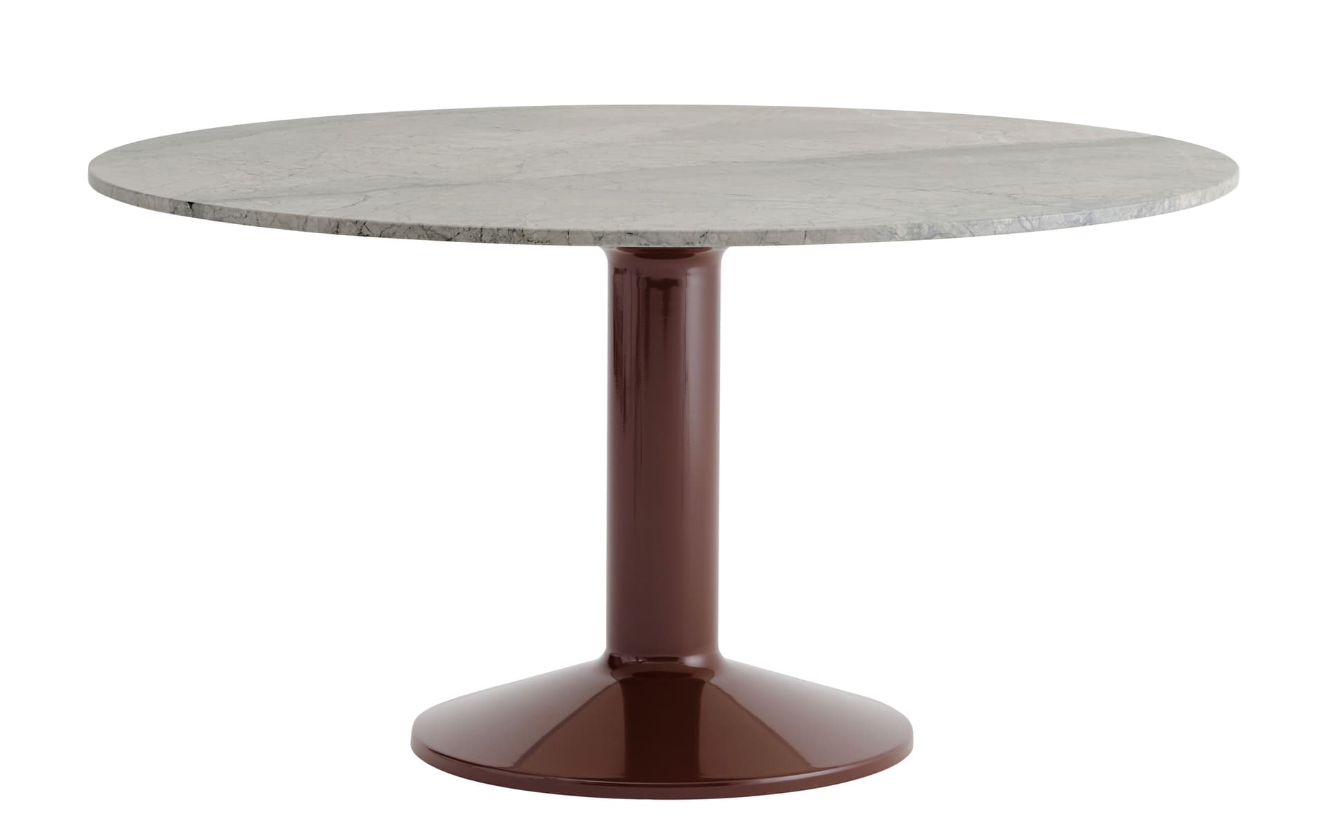 Midst Dining Table / 55.1" diameter - grey marble top / dark red base