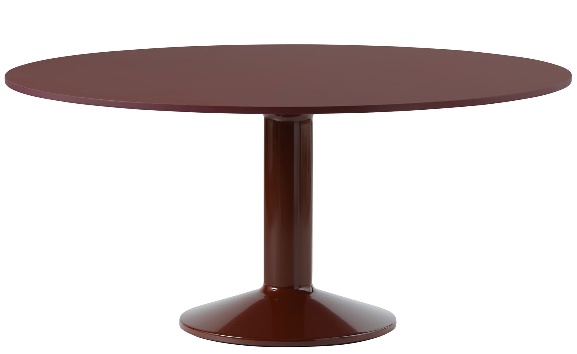 Midst Dining Table / 62.9" diameter - dark red linoleum top / dark red base