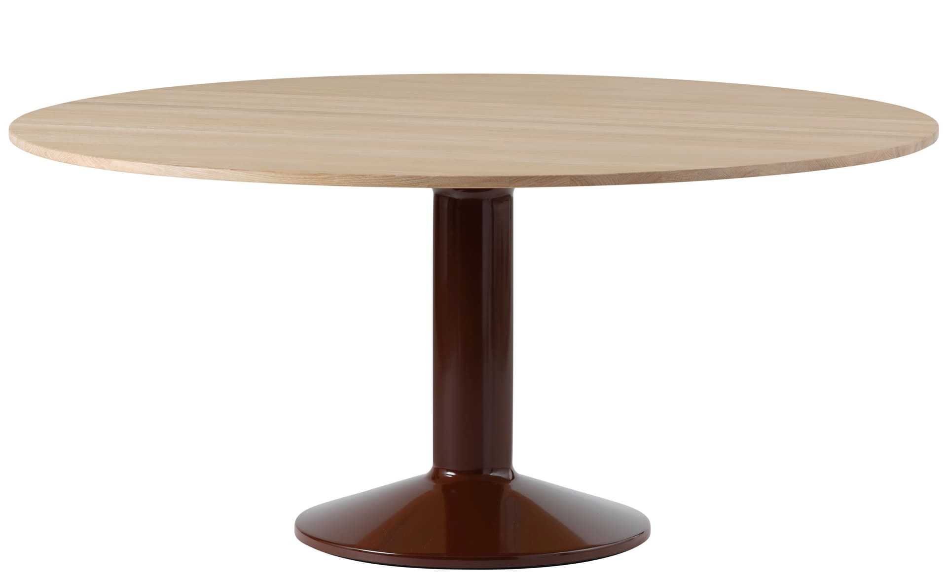 Midst Dining Table / 62.9" diameter - oiled oak top / dark red base