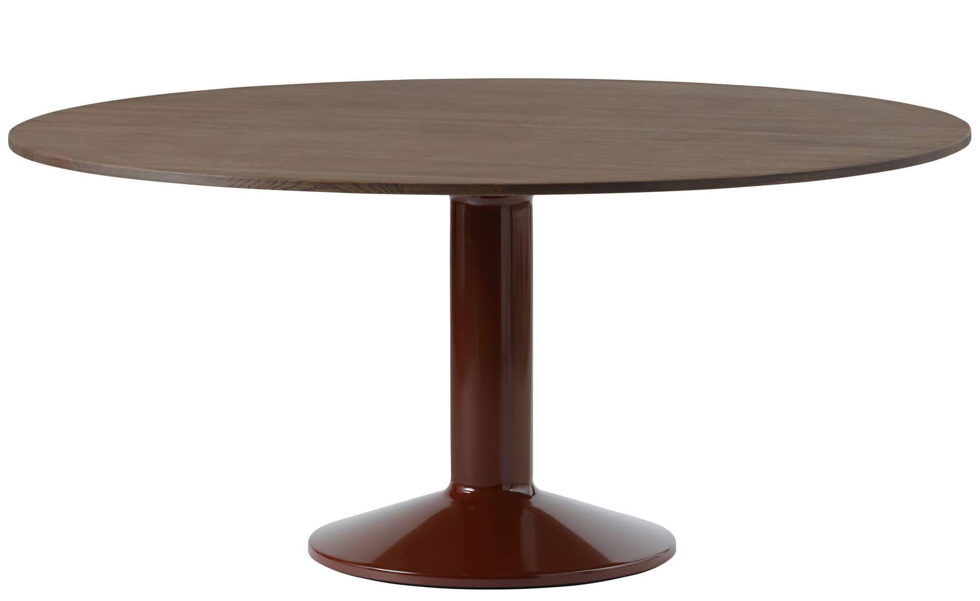 Midst Dining Table / 62.9" diameter - dark oiled oak top / dark red base