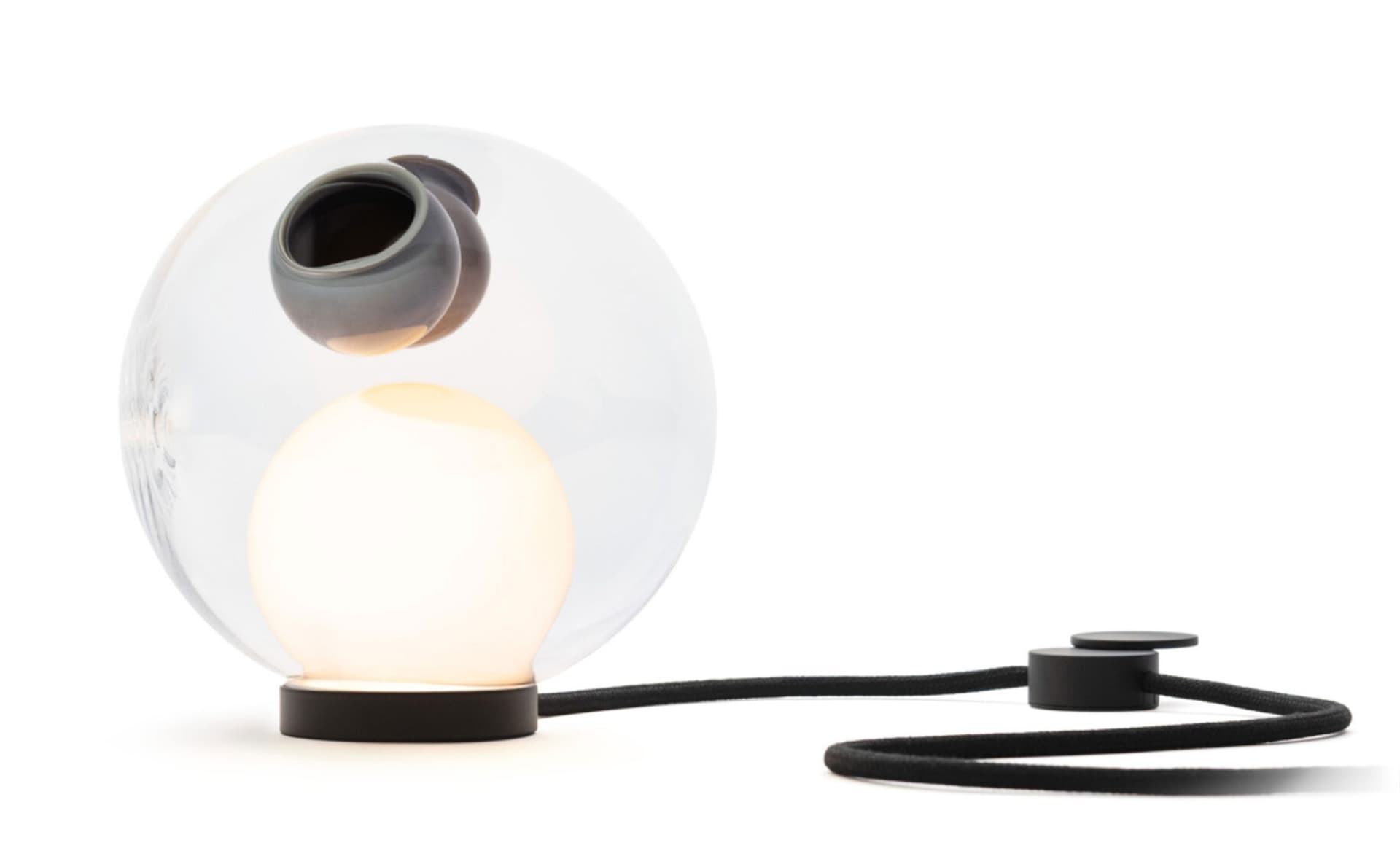 Bocci 28t Table Lamp / LED - 2500K / black / clear with opaque grey 3 inclusions