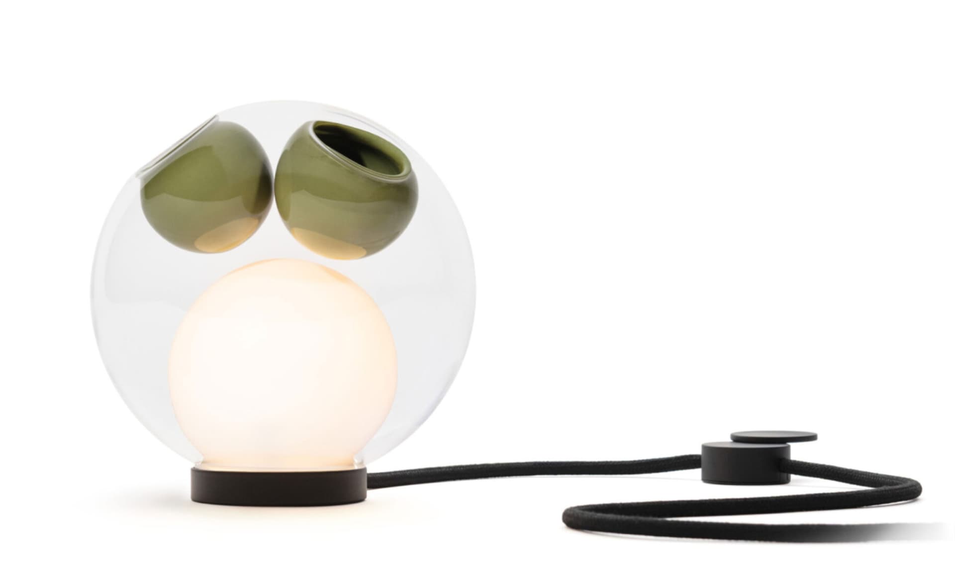 Bocci 28t Table Lamp / LED - 2500K / black / clear with opaque green 7 inclusions