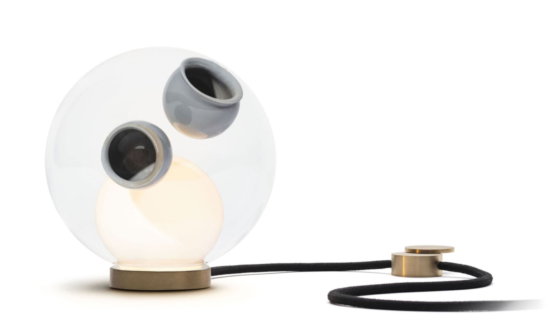 Bocci 28t Table Lamp / LED - 2700K / brass / clear with opaque grey 1 inclusions