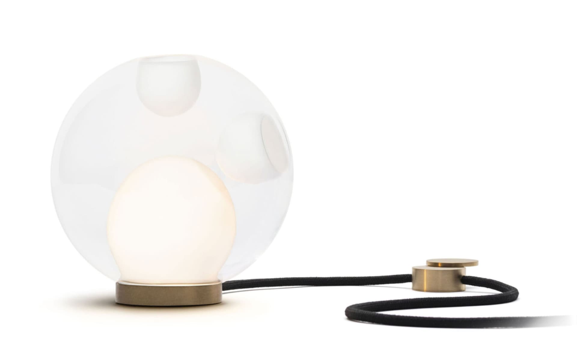 Bocci 28t Table Lamp / LED - 3000K / brass / clear with opaque white 1 inclusions