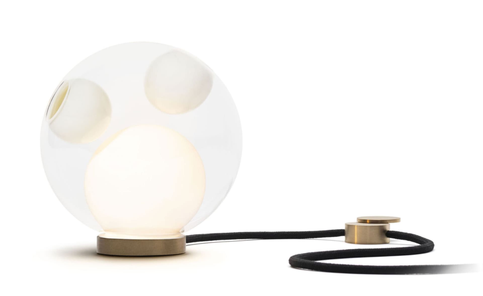 Bocci 28t Table Lamp / LED - 3000K / brass / clear with opaque white 2 inclusions