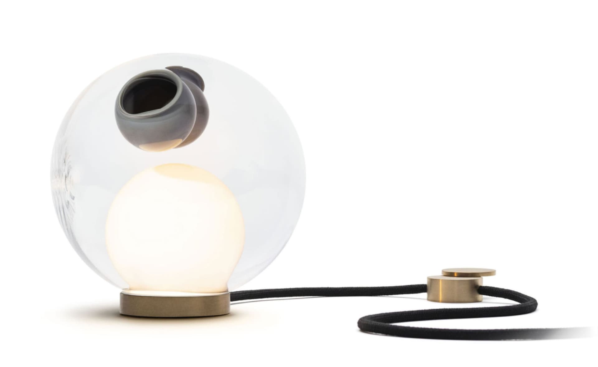 Bocci 28t Table Lamp / LED - 3000K / brass / clear with opaque grey 3 inclusions