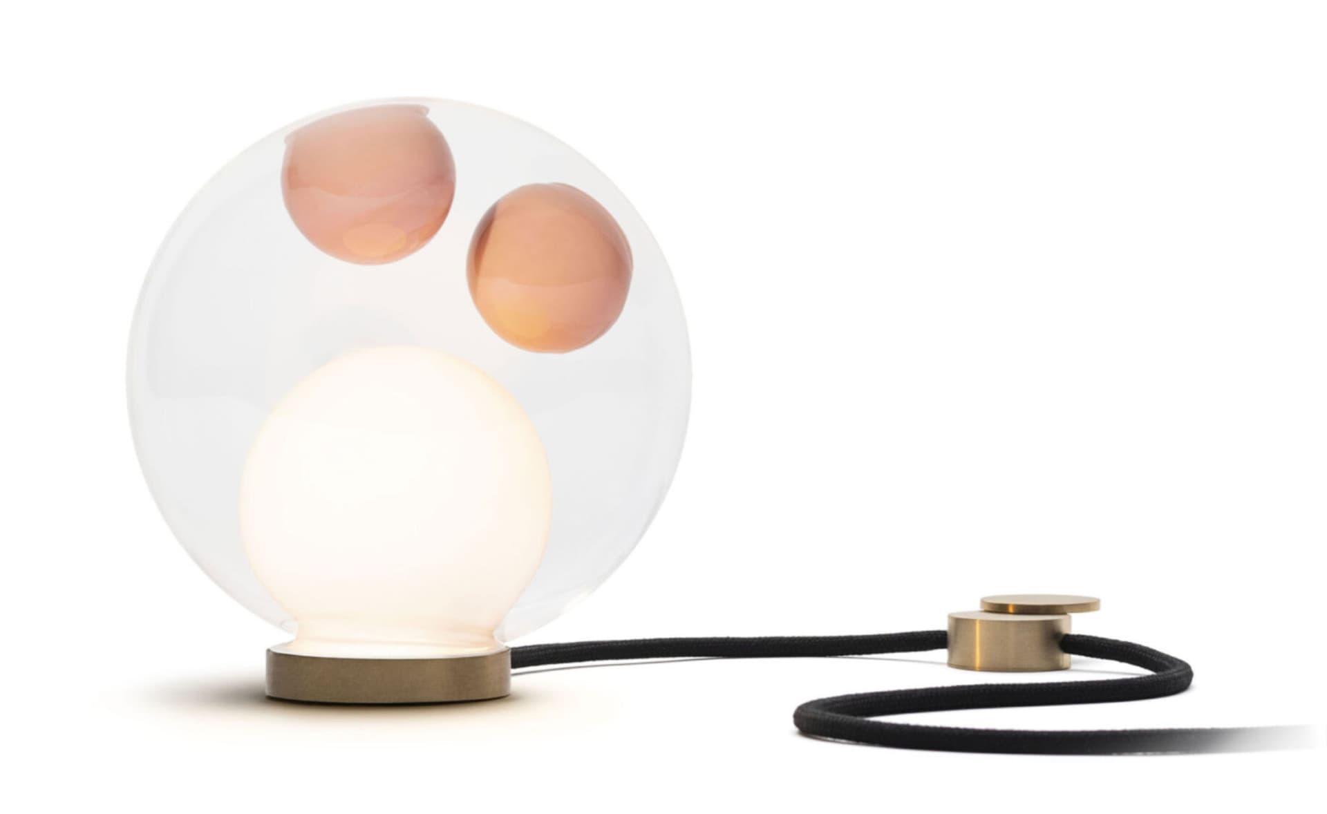 Bocci 28t Table Lamp / LED - 3000K / brass / clear with opaque orange 1 inclusions