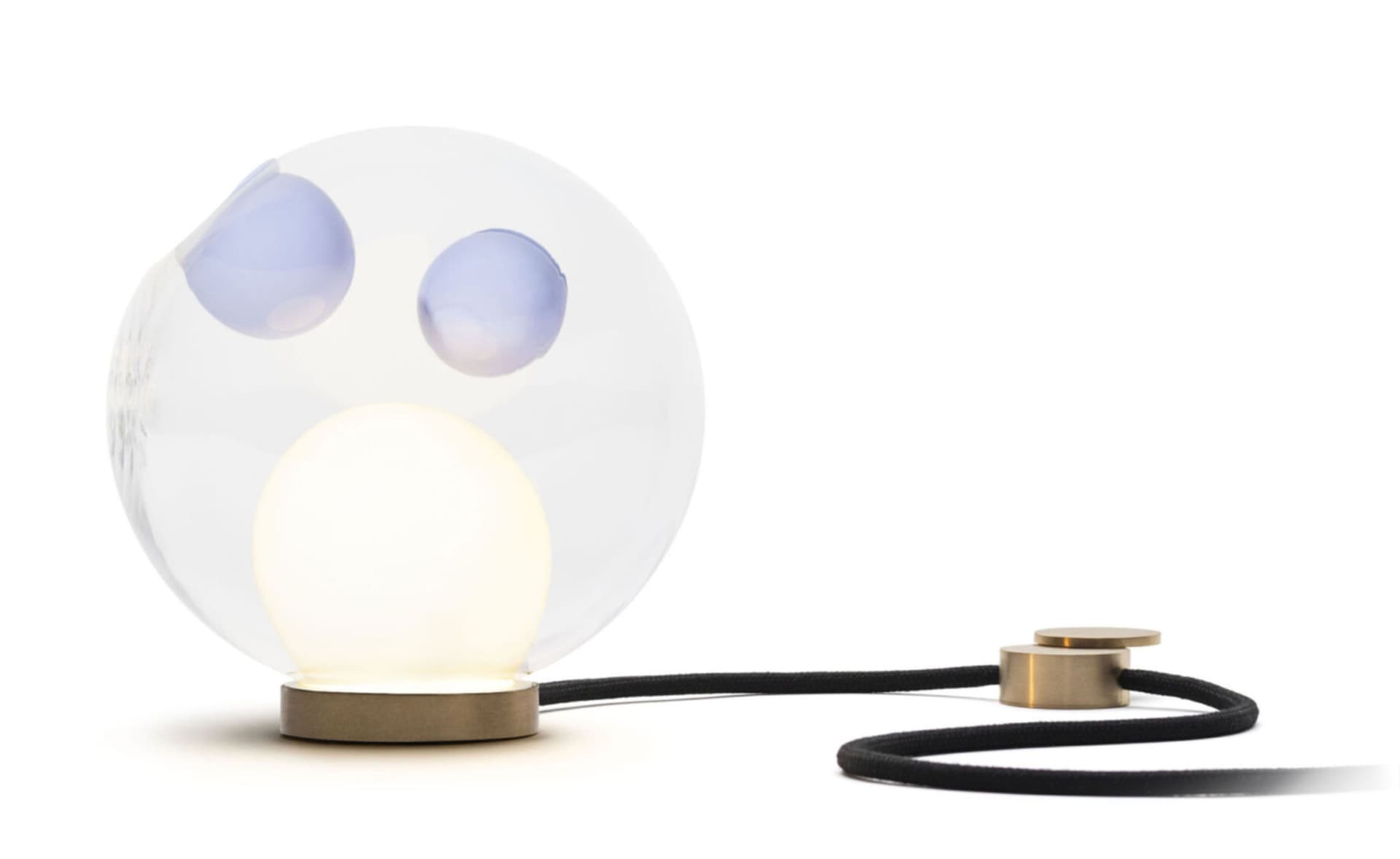 Bocci 28t Table Lamp / LED - 3000K / brass / clear with opaque blue 1 inclusions