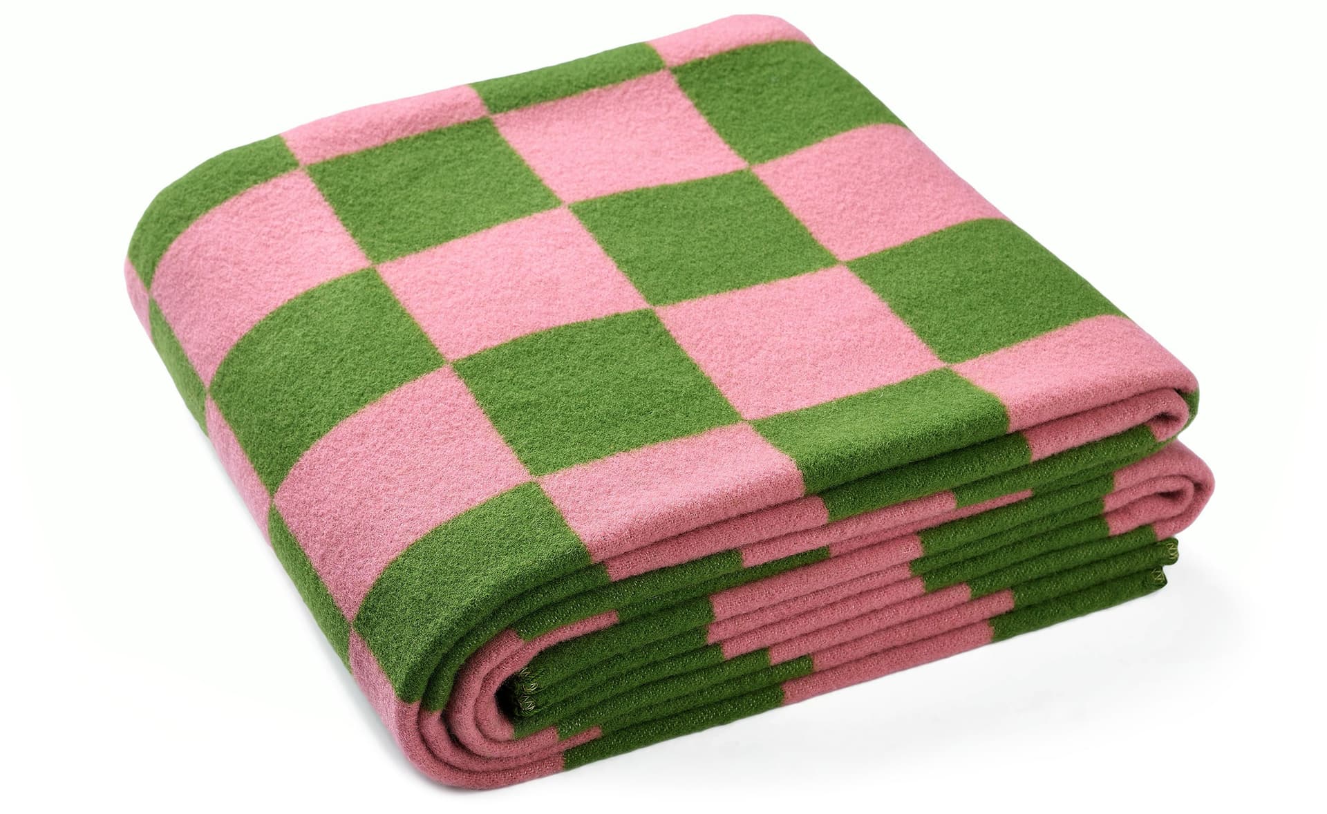 alexander girard throw blanket / olive/pink checker