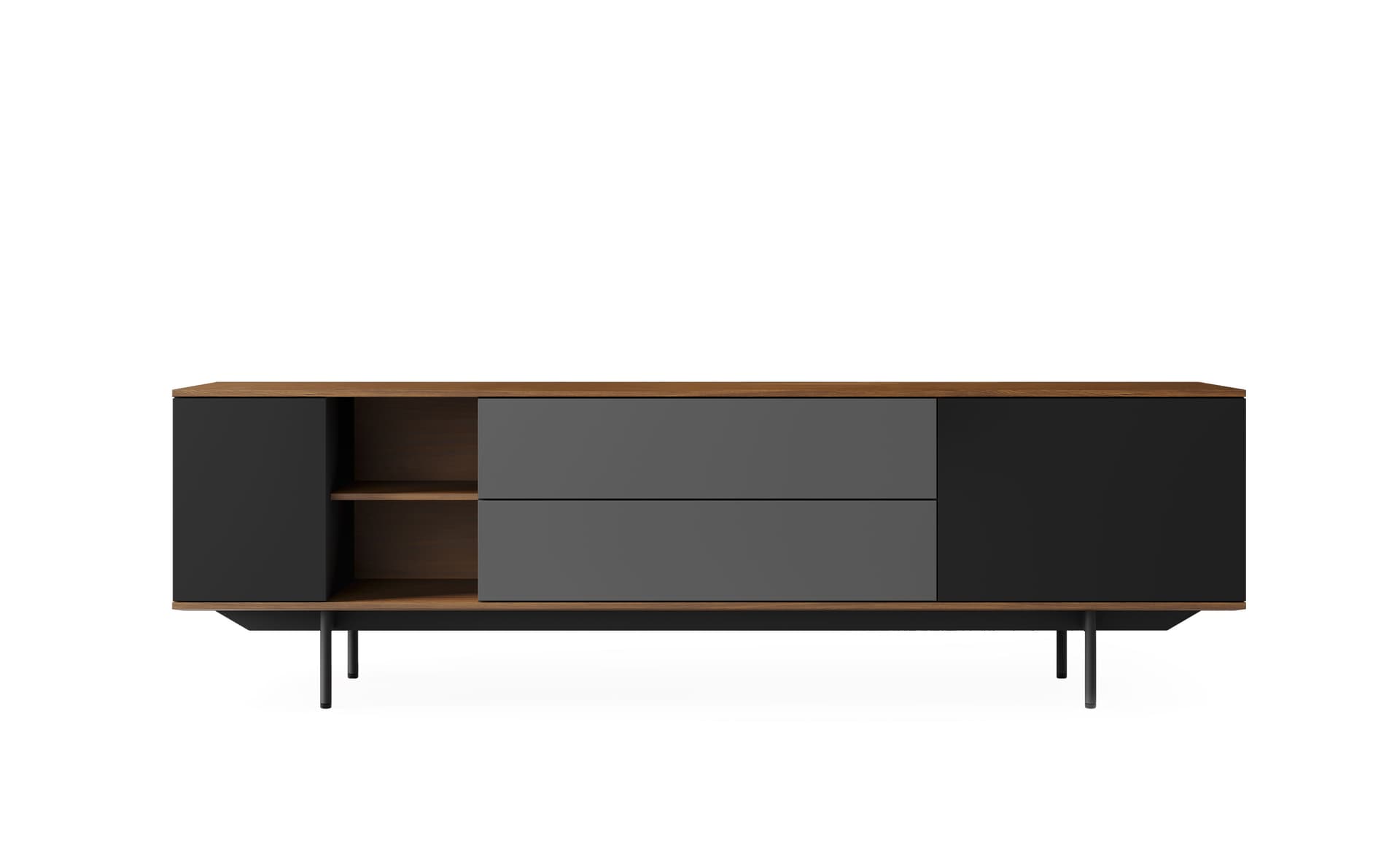 78.75" width - natural walnut / black / charcoal / black / black / standard, cable feedthrough underneath