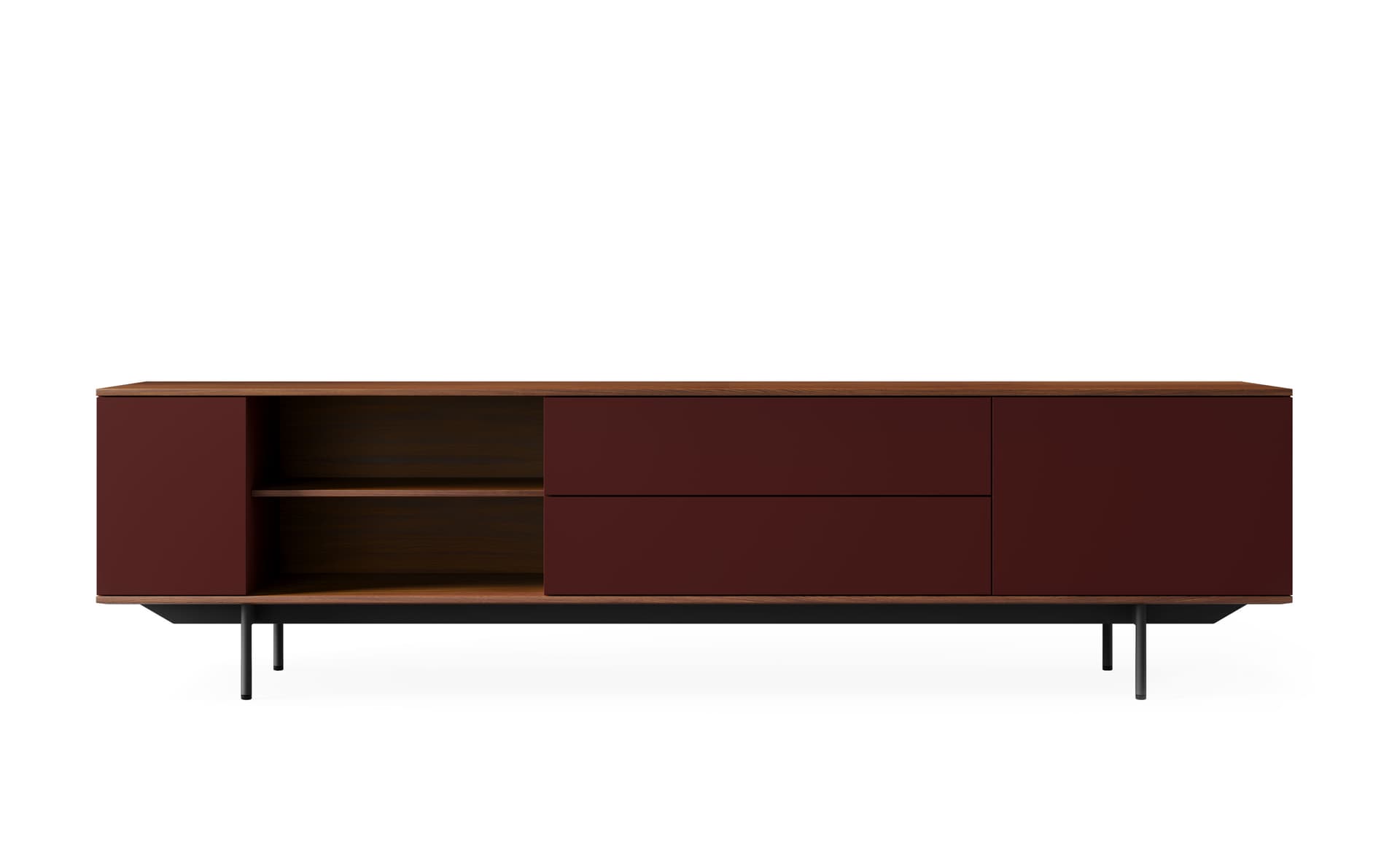 89.8" width - natural walnut / mahogany / mahogany / mahogany / black / standard, cable feedthrough underneath