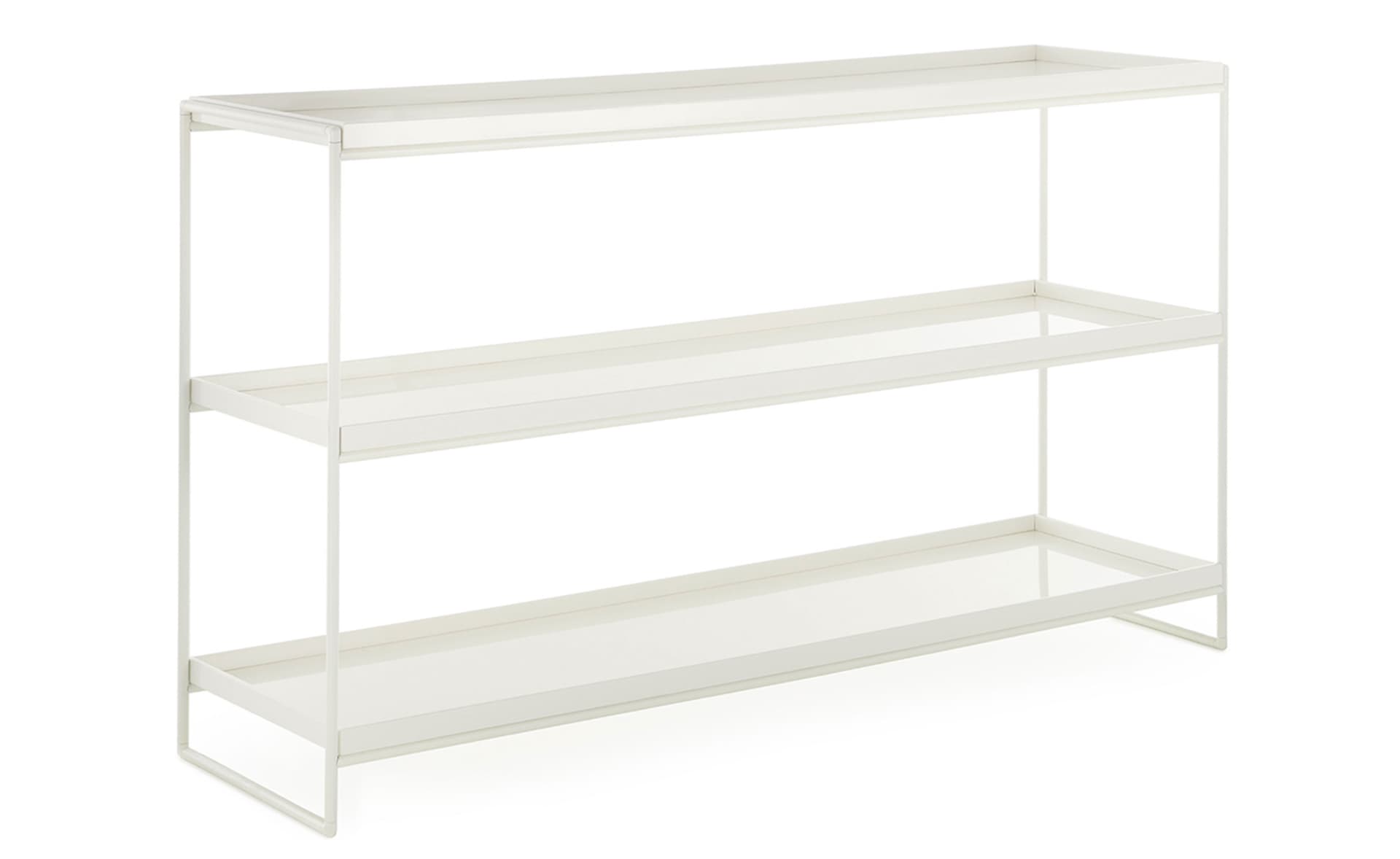 Trays Shelving Unit / 55.1" width / glossy white trays / matte white frame