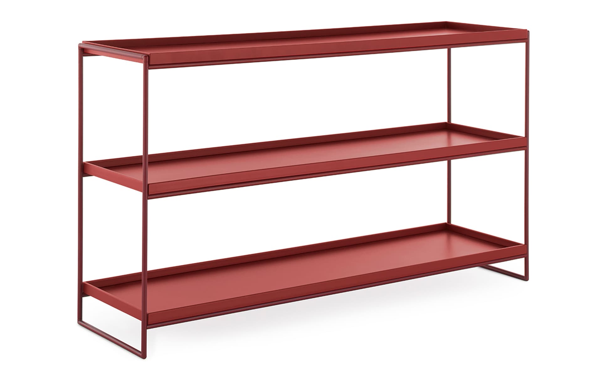 Trays Shelving Unit / 55.1" width / matte red trays / matte red frame